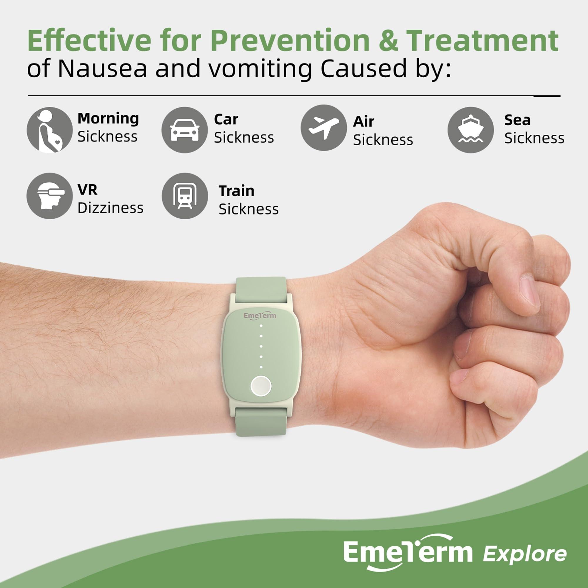 EmeTerm Explore FDA-Cleared Anti-Nausea Wristband IP67 Waterproof Morning Motion Travel Sickness Relief Classic Strap Design FSA/HSA Eligible (Mint Green-Extra 2pack Conductive Gel) - Image 3