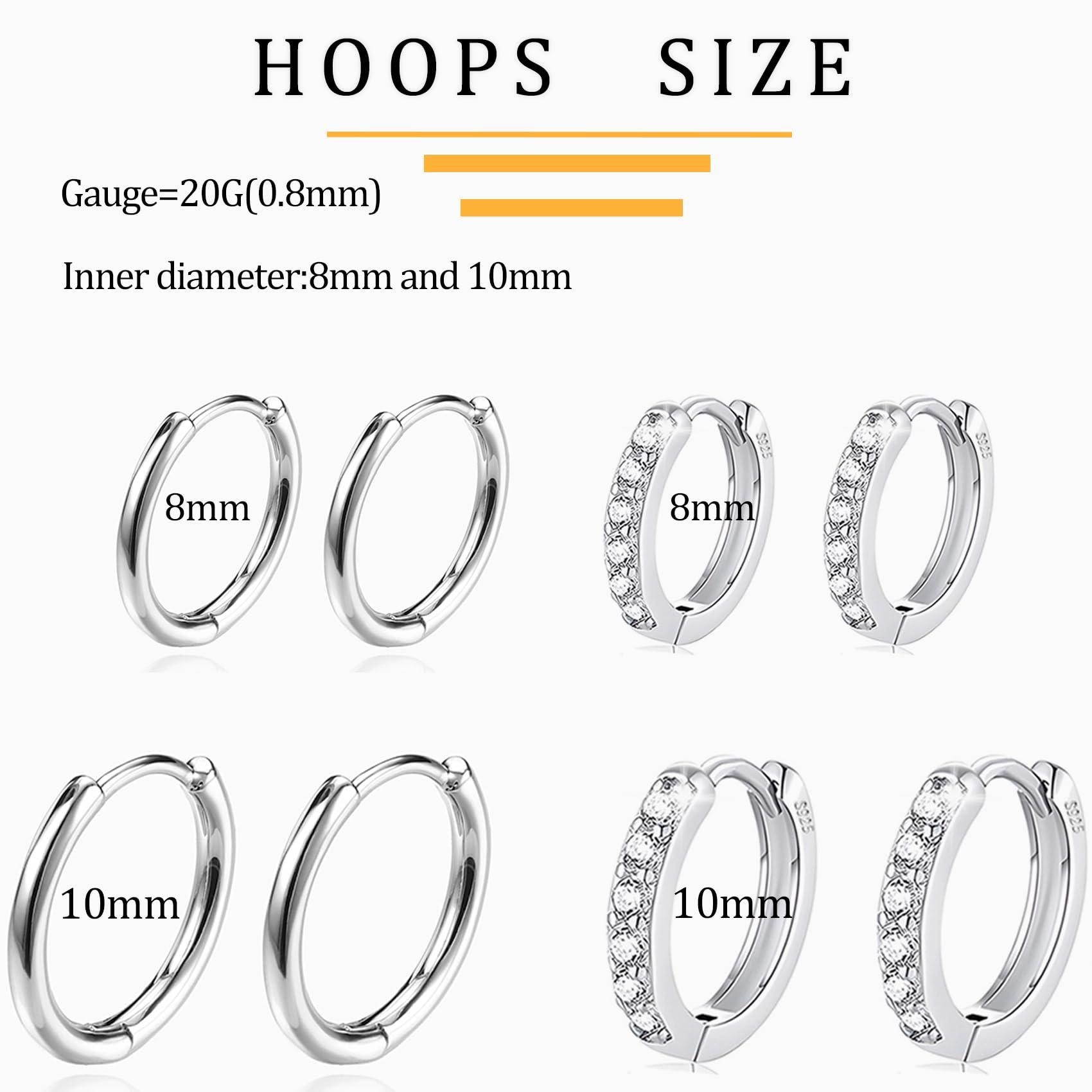 Surgical Steel Flat Back Earrings Set for Multiple Piercing Sensitive Ears,Sterling Silver Hypoallergenic Small Cartilage Huggie Hoop Earrings Titanium Tiny CZ Pearl Opal Stud Earrings for Women - Image 7