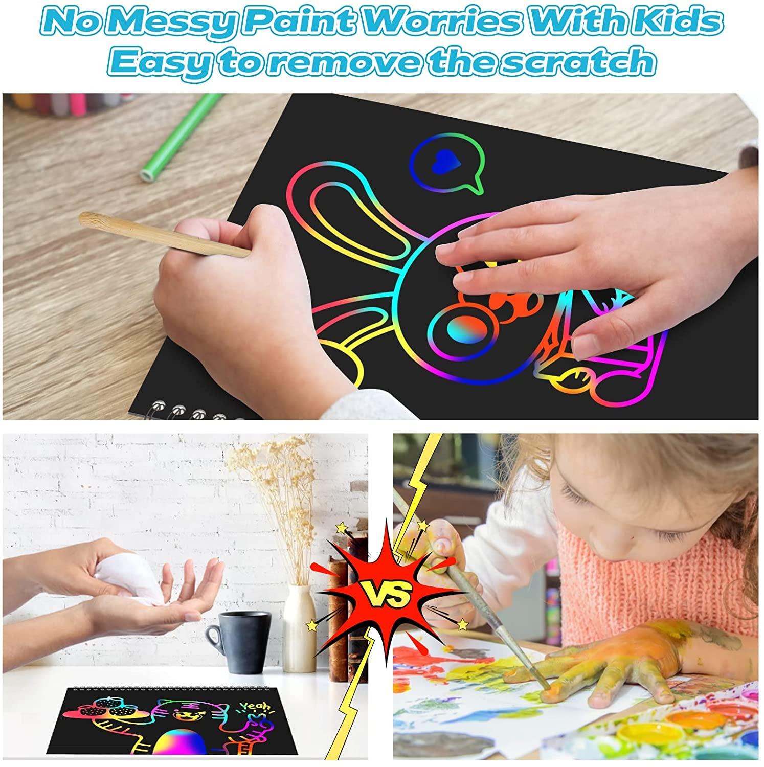 Smasiagon Scratch Paper Art Set for Kids: 2 Pack Scratch Off Arts Crafts Graduation Gifts for Kids Ages 3-12 Girls Boys Students Teens School Classroom Prizes Birthday Party Favor Games DIY Activity - Image 4