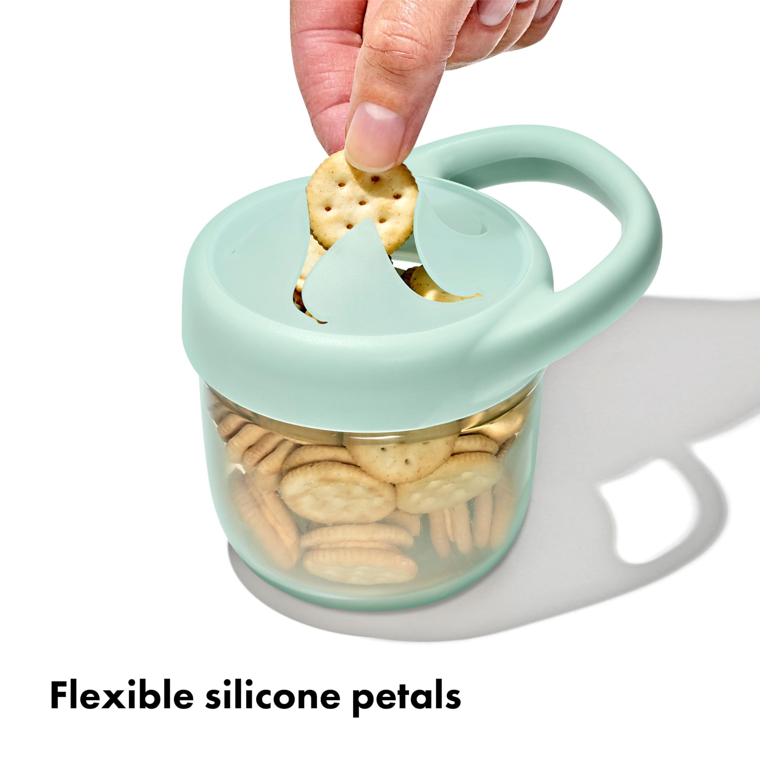 OXO Tot Snack Cup with Lid – 2 Pack, Opal and Blossom - Image 2