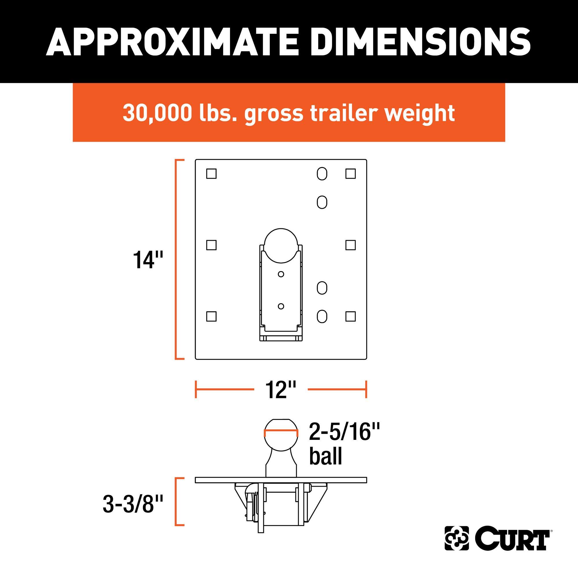 CURT 61052 Over-Bed Folding Ball Gooseneck Hitch, 30,000 lbs, 2-5/16-Inch Ball - Image 2