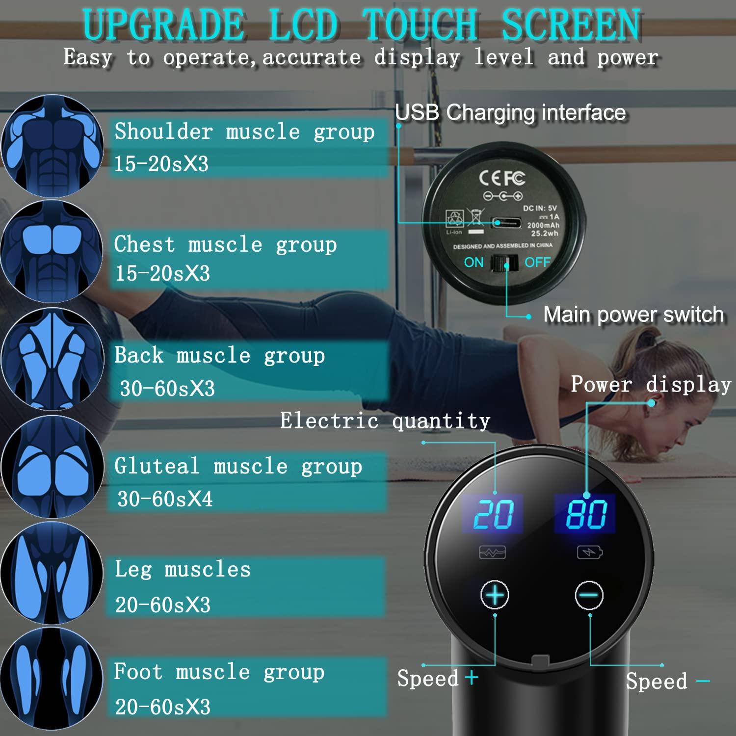 Massage Gun Deep Tissue,Percussion Back Massager Gun for Athletes Muscle Massage Gun for Pain Relief with 8 Massage Heads & 20 Speeds (Matte Black) - Image 2