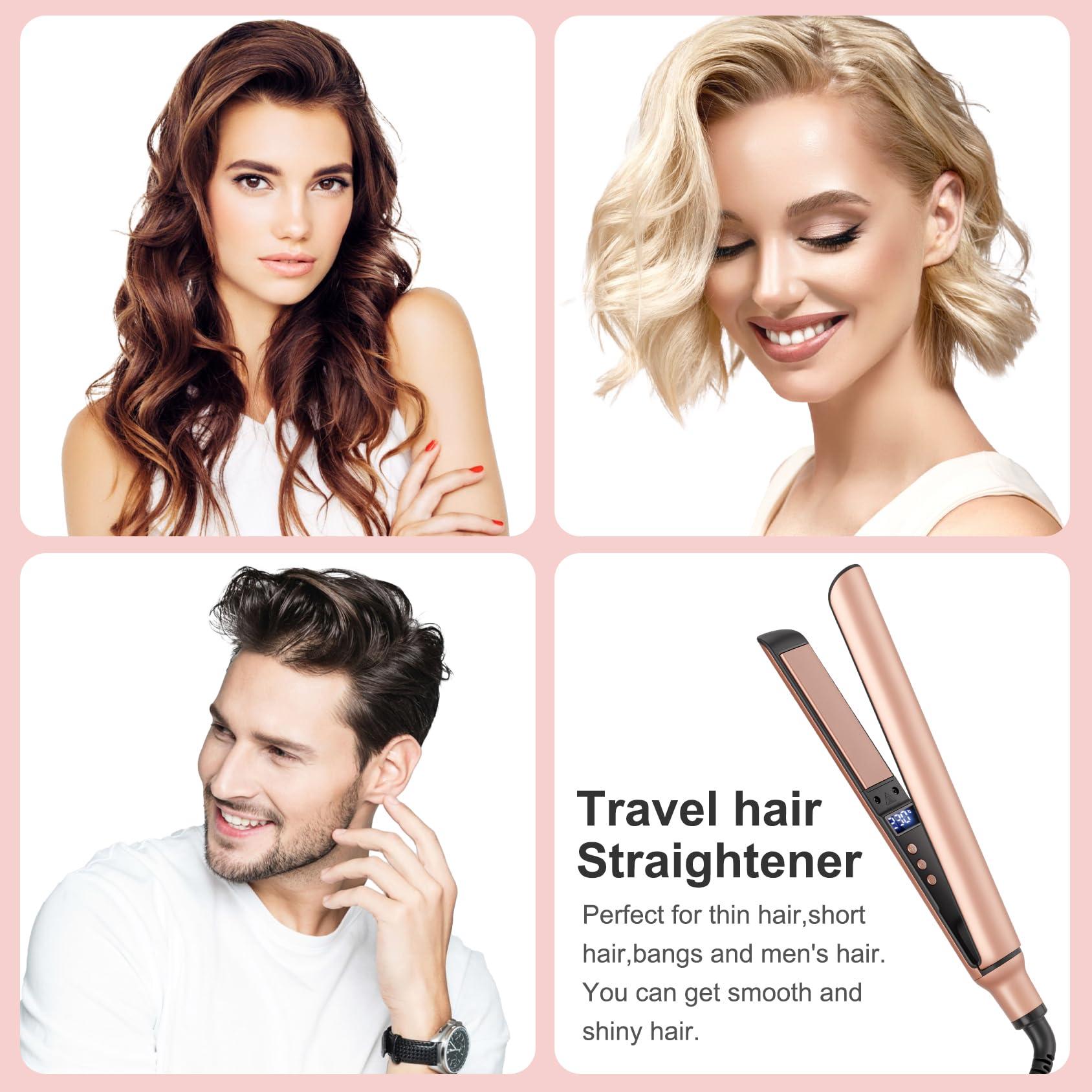Mini Flat Iron, Ceramic Mini Hair Straightener for Short Hair, Curls Bangs, Small Flat Irons Dual Voltage for Travel - Image 2