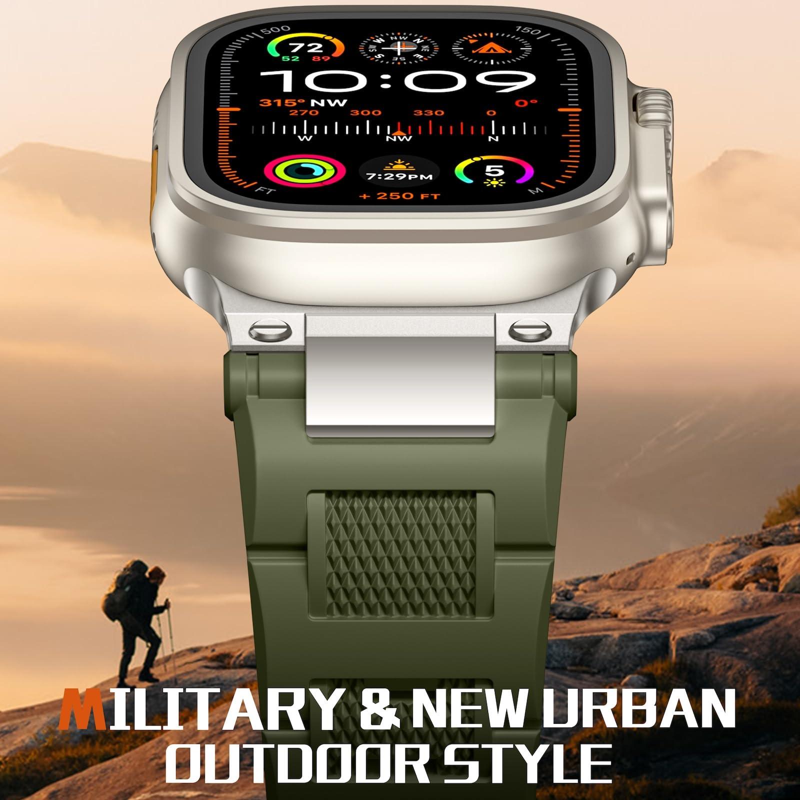 Bandletic R-Lite Fit Magnetic Watchband + R-Steel Military Band Compatible with Apple Watch 49mm/46mm/45mm/44mm/42mm(3/2/1) Men Women - Image 6