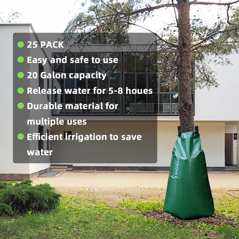 25 Pack Tree Watering Bag, 20 Gallon Slow Release Watering Bag for Trees, Premium PVC Shrub Watering Bag with Heavy Duty Zipper, Sturdy Reusable Drip Irrigation Bag - Image 3