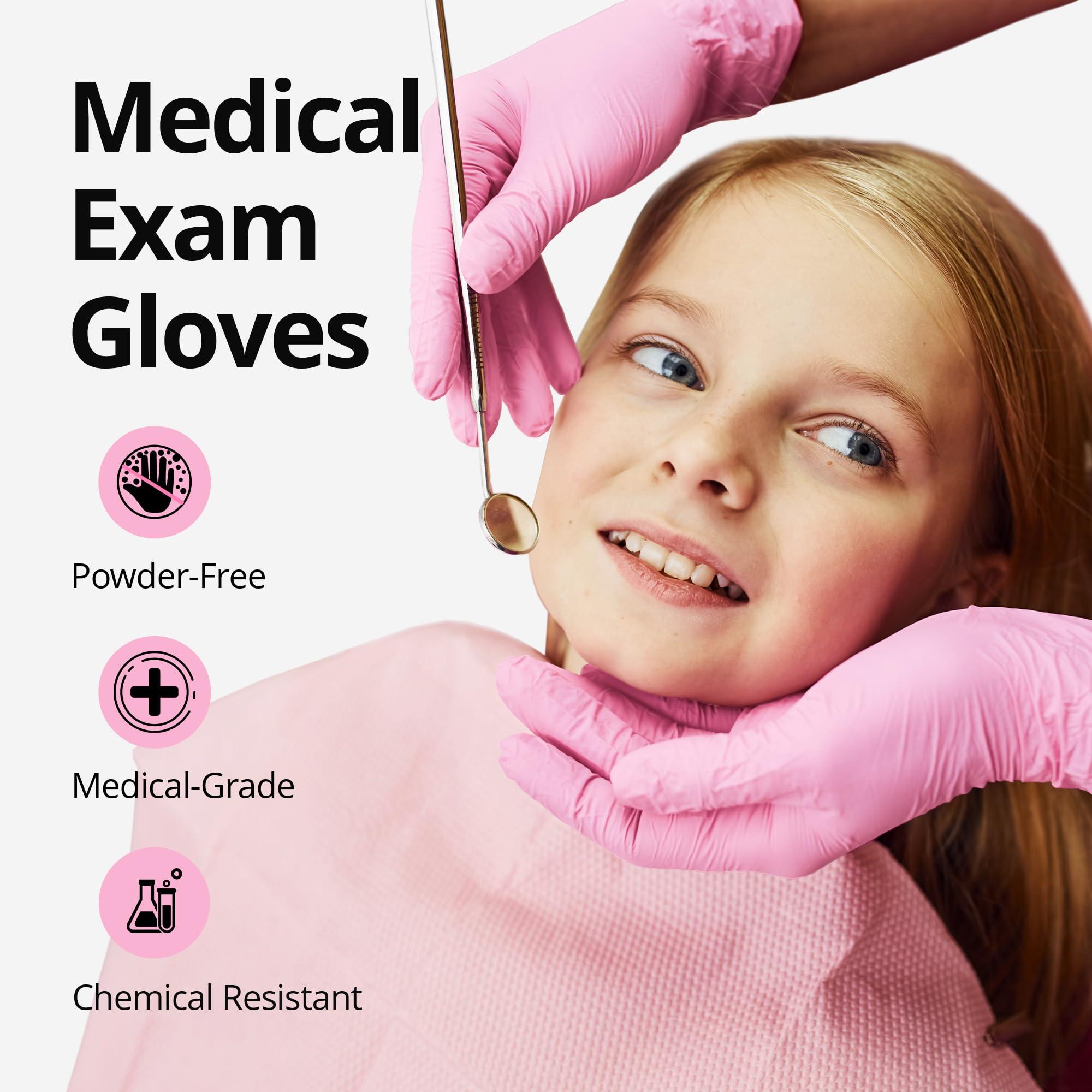 SwiftGrip Pink Disposable Gloves, Medical exam Gloves Disposable Latex Free, Gloves for Cleaning & Esthetician, Pink Rubber Gloves, Pink Cleaning Gloves, Powder-Free, 100-ct Box (Small) - Image 2
