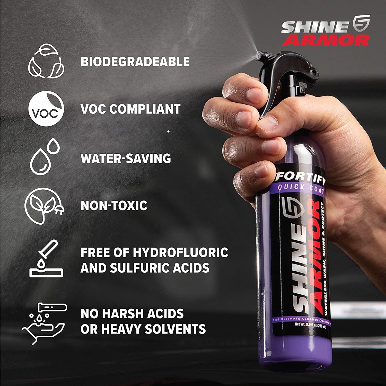 Car Wax Spray and Ceramic Coating for Cars - 3 in One Waterless Car Wash and Detailing for Maximum Shine - High Gloss Top Coat, Protective Auto Wax - 16FlOz by Shine Armor - Image 5