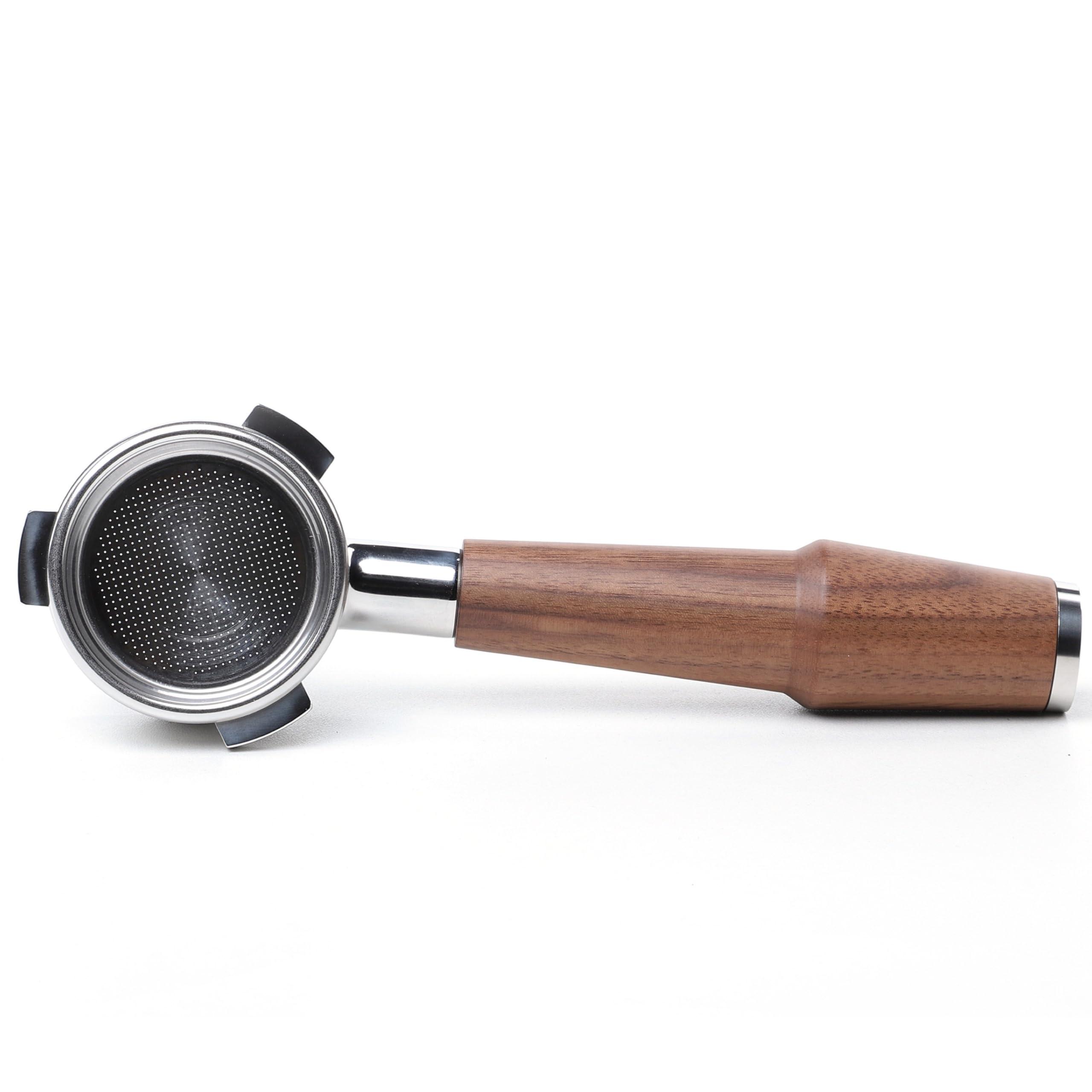 KNODOS 54mm Bottomless Portafilter V2 with Upgraded American Walnut Handle - Compatible with Breville Barista Express, Pro, Touch, Bambino, Plus, Infuser, Duo Temp Pro- Includes 18-21g Filter Basket