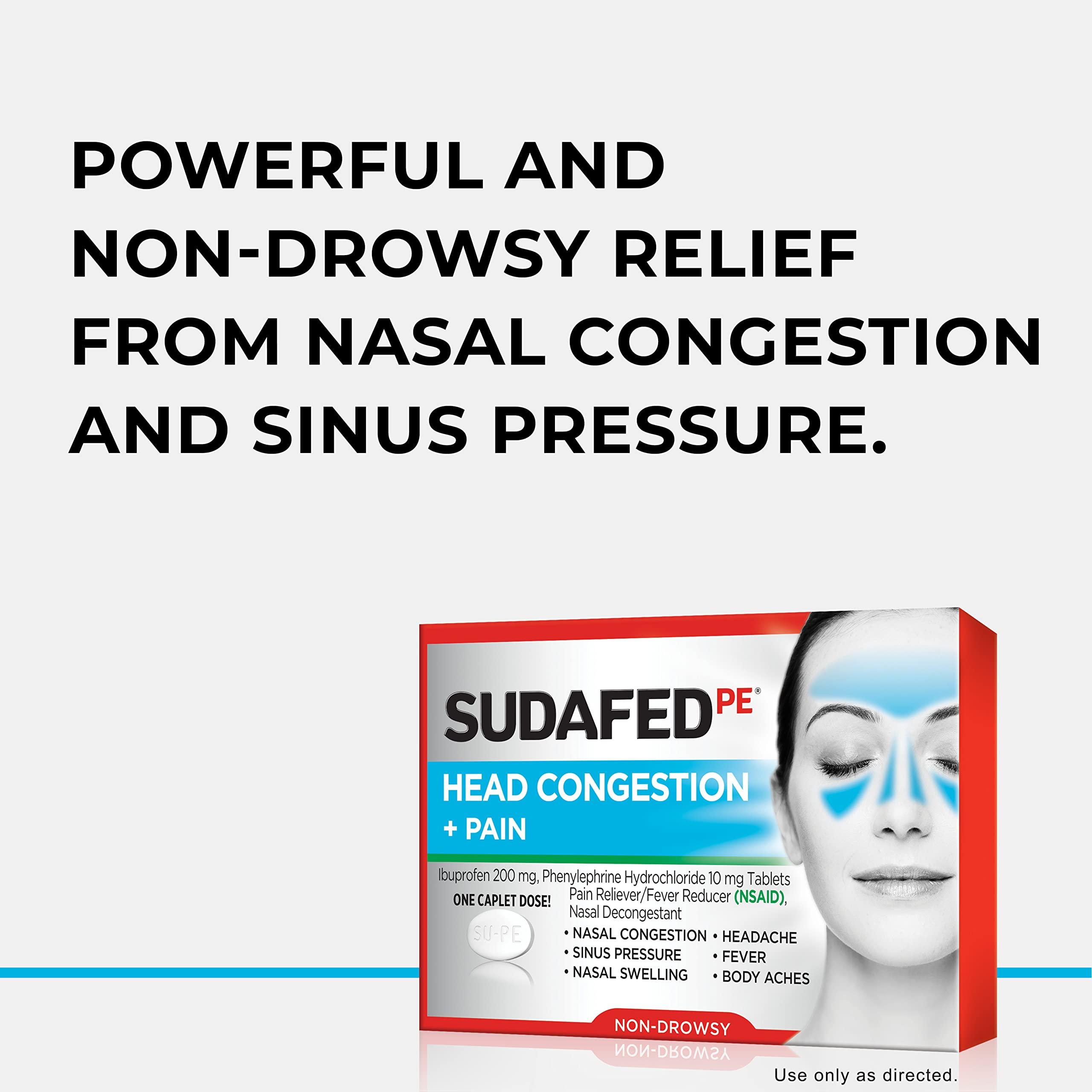 Sudafed PE Head Congestion + Pain Relief Caplets Ibuprofen Phenylephrine HCl, 20 Count (Pack of 2) - Image 5
