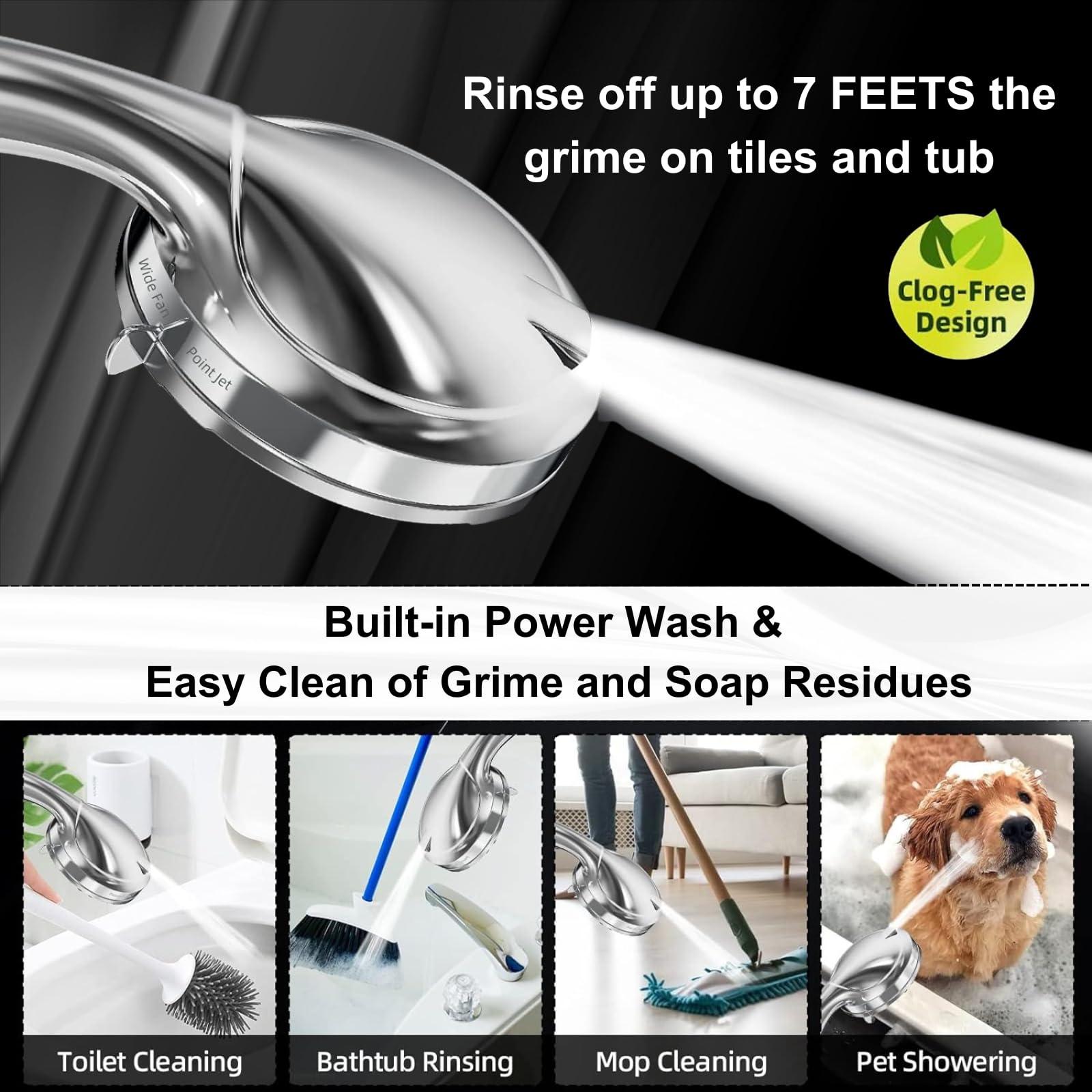BESAQUO Shower Head,10 Functions High Pressure shower head with handheld, Built-in Pause Mode & 2 Power Wash, Non-Clogging Nozzles High Flow Hand Held Shower Head, Leakproof 6.5ft Hose&Metal Bracket - Image 5