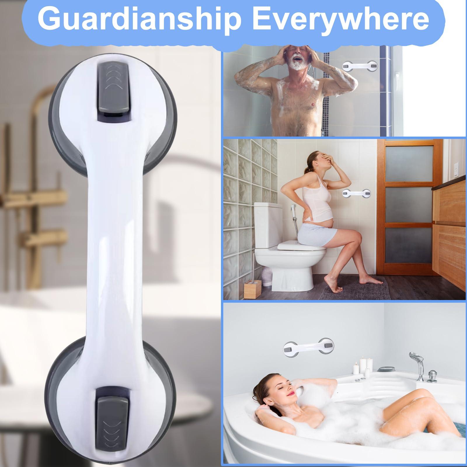 Heartfeltyire Shower Handles for Elderly Suction Seniors Cup 12 Inch Grey Grab Bar Safety Rail for Bathtubs Showers Bathroom Walls Tub Toilet with Strong Hold Grip Injury Handicap Elderly - Image 6