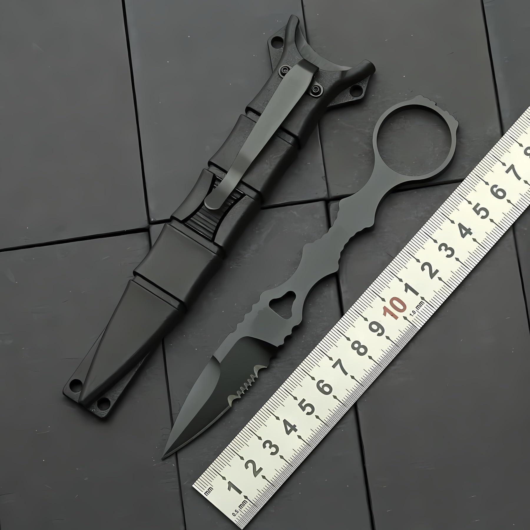 Portable Knife 6.7 Inch 440C Fixed Blade Outdoor Camping Portable Straight Knife With Kydex Sheath The Knife Comes In Black And White (Black) - Image 3