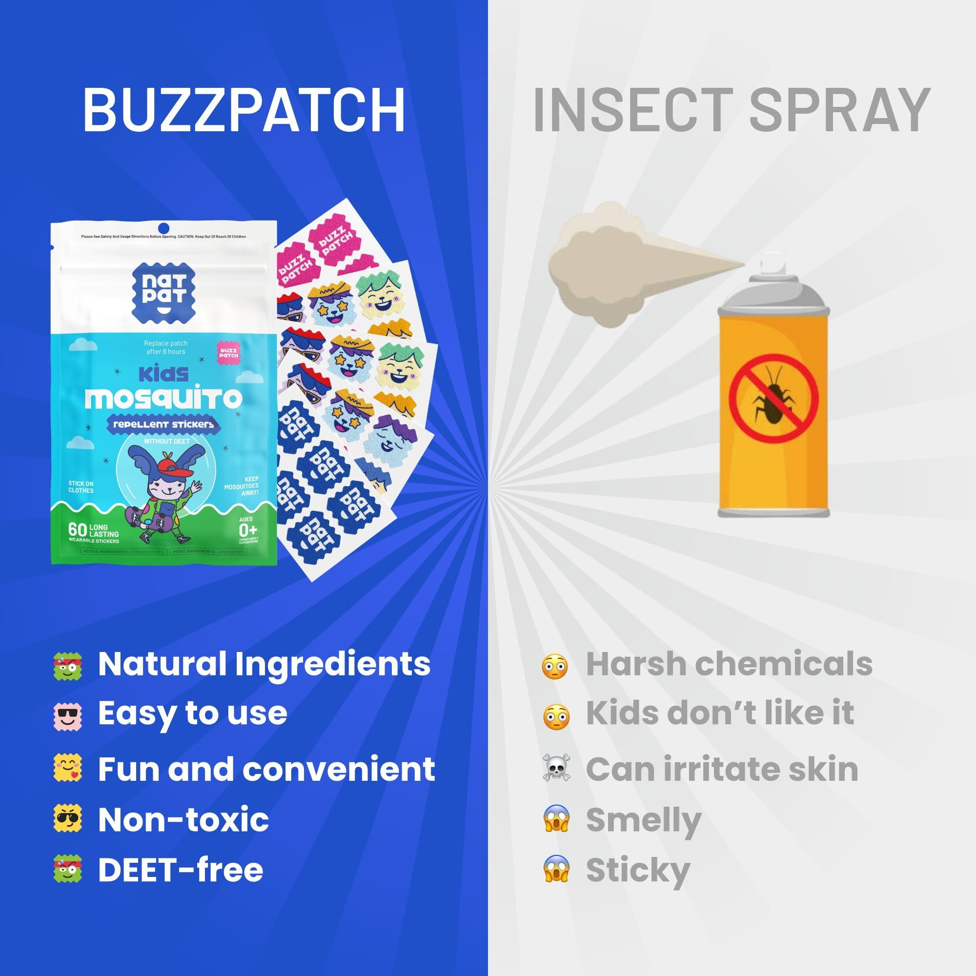 NATPAT Buzz Patch Mosquito Patch Stickers for Kids - Plant Based Ingredients, Non-Toxic - The Original All Natural Citronella Essential Oil Insect Patch, DEET Free, for Toddlers, Kids (60 Pack) - Image 4