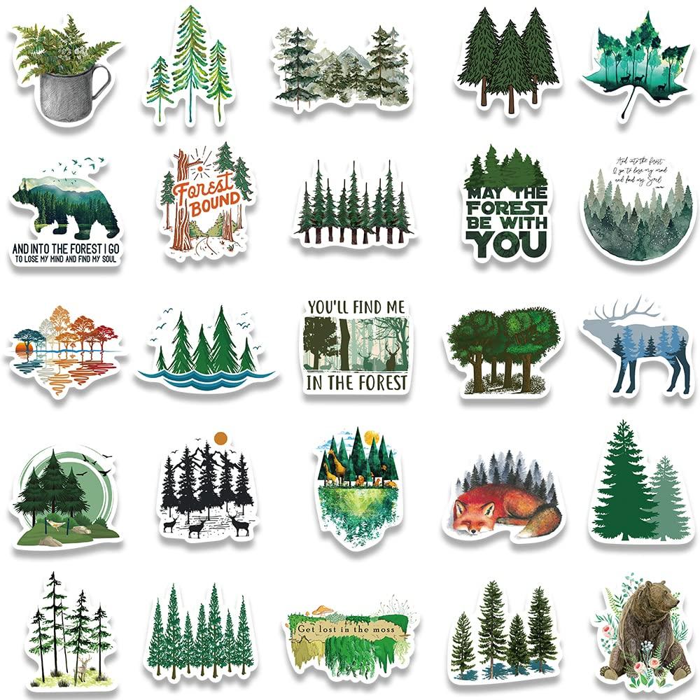 Forest Stickers, Adventure Aesthetic Outdoor Stickers Bulk, 50Pcs Waterproof Vinyl Nature Stickers for Water Bottles Laptop Scrapbook, Forest Trees Animals Stickers for Kids Teens (Forest) - Image 5