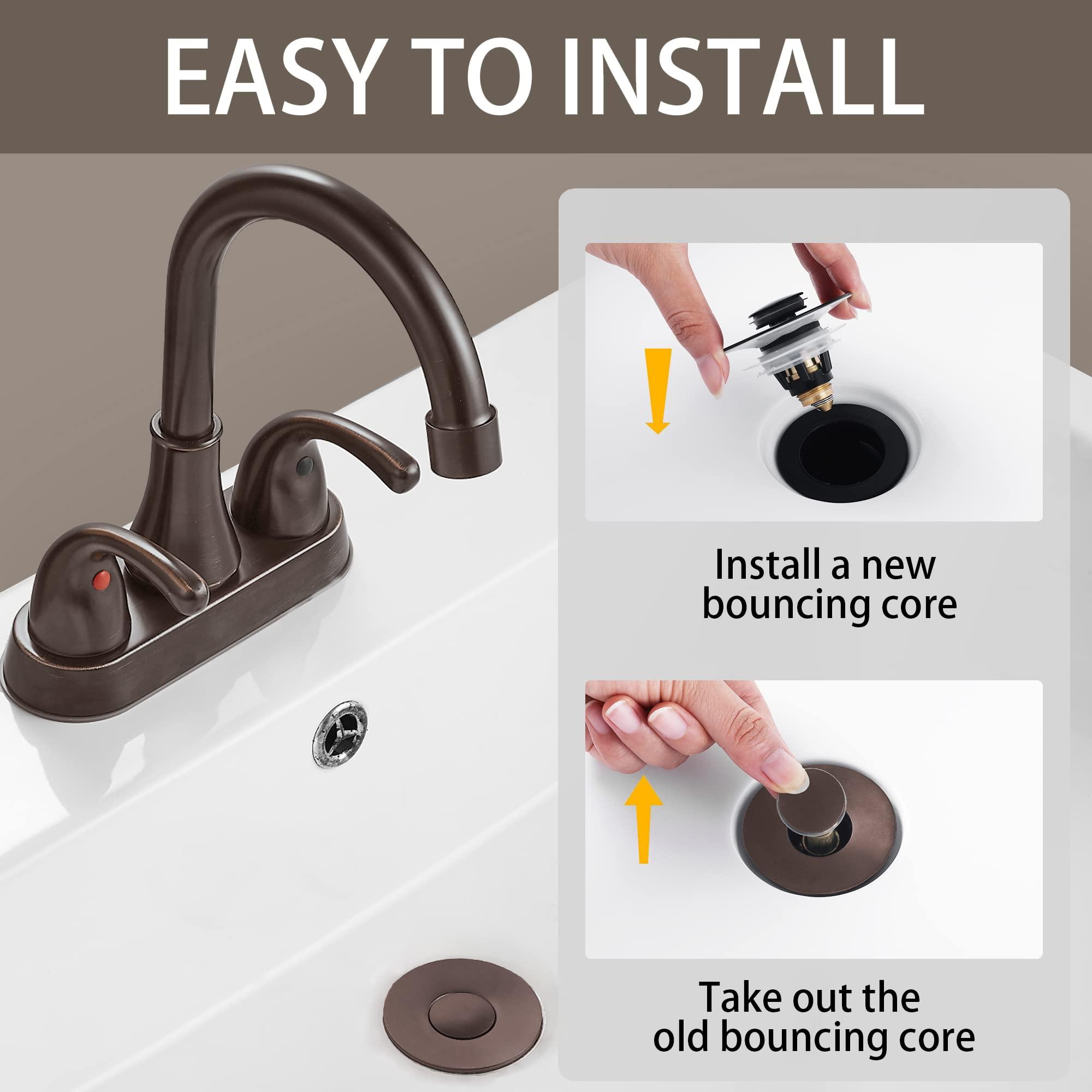 Fransiton Bathroom Sink Stopper, 1.1-1.77 Inch Basin Pop Up Sink Drain Stopper, Anti Clogging Drain Plug with Detachable Hair Catcher, Dark Bronze - Image 5