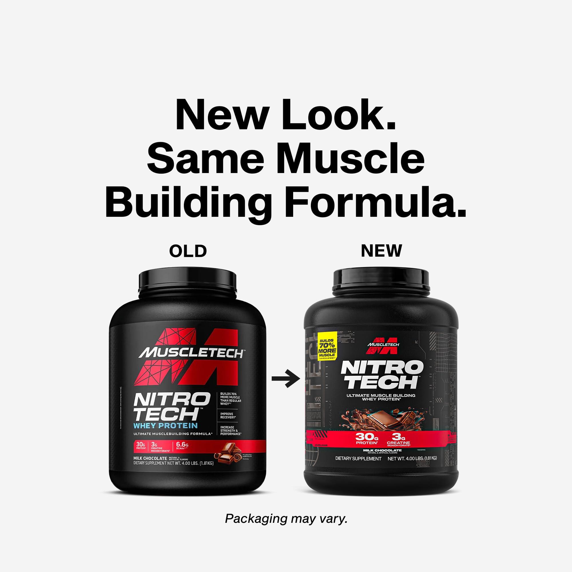 Muscletech Whey Protein Powder (Milk Chocolate, 4 Pound) - Nitro-Tech Ultimate Muscle Building Formula with Whey Protein Isolate & Peptides - 30g of Protein, 3g of Creatine & 6.8g of BCAA - Image 2