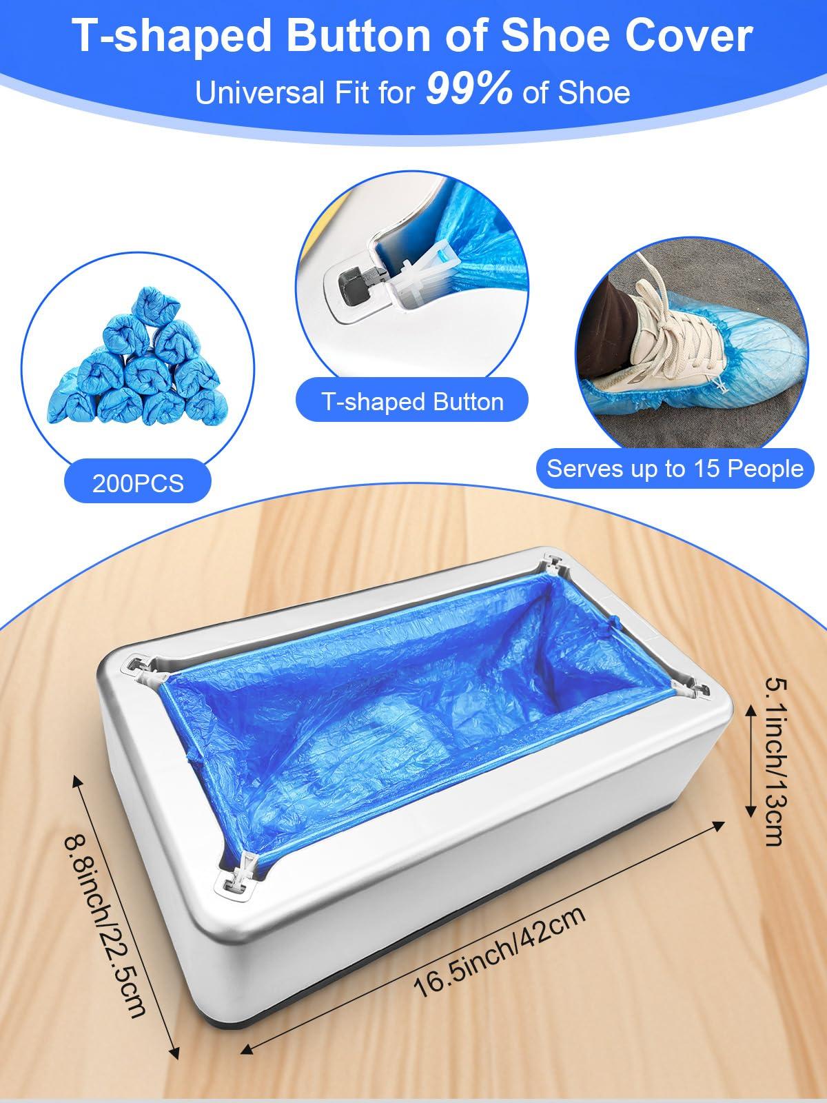 Shoe Covers Machine Automatic Shoe Cover Dispenser with 200pcs Disposable Plastic Shoe Cover for Home, Office, Supermarket, Factory, Hospital (Silver) - Image 3