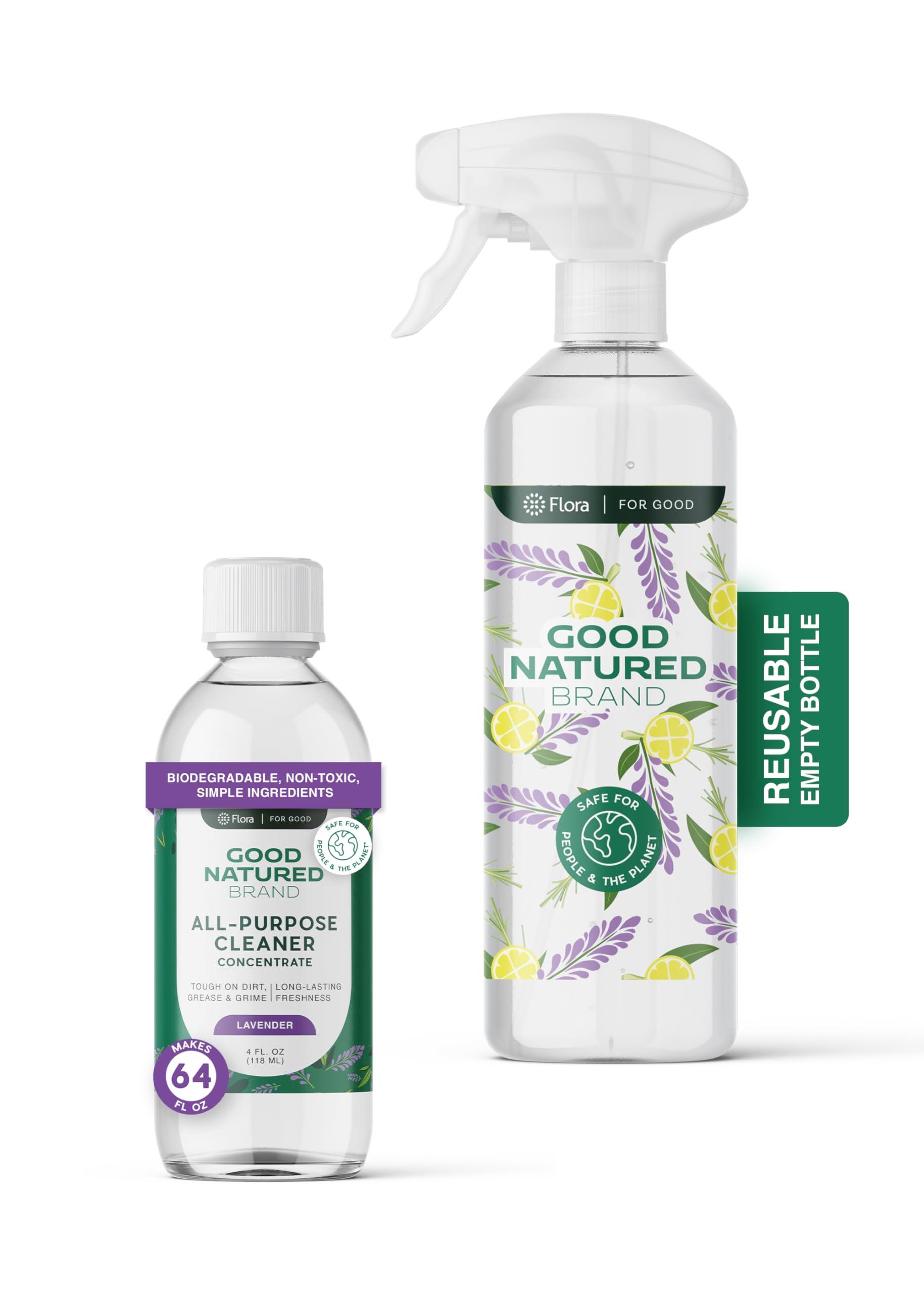 Good Natured Brand All-Purpose Cleaner Concentrate + 16 oz Bottle | Multi-Surface Cleaner | Natural Lavender Essential Oil | Multipurpose Cleaner | 4oz makes 64oz