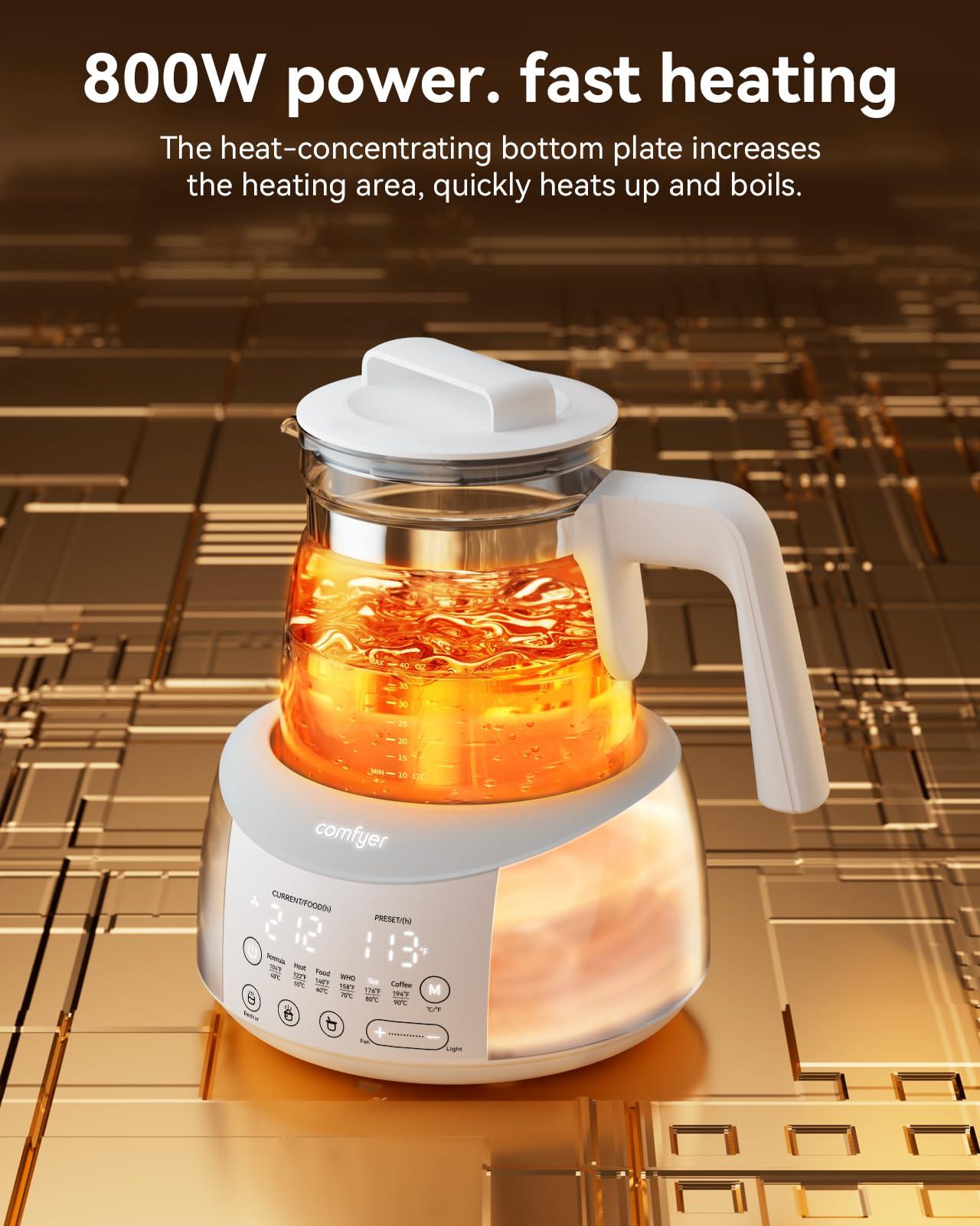 Bottle Warmer comfyer, Baby Bottle Warmer with Night Light & Faster Cooling Fan, Instantly Water Warmer, Tea Kettle Electric with 6 Temperature Control Presets, Feed Baby More Easier and Healthier - Image 7