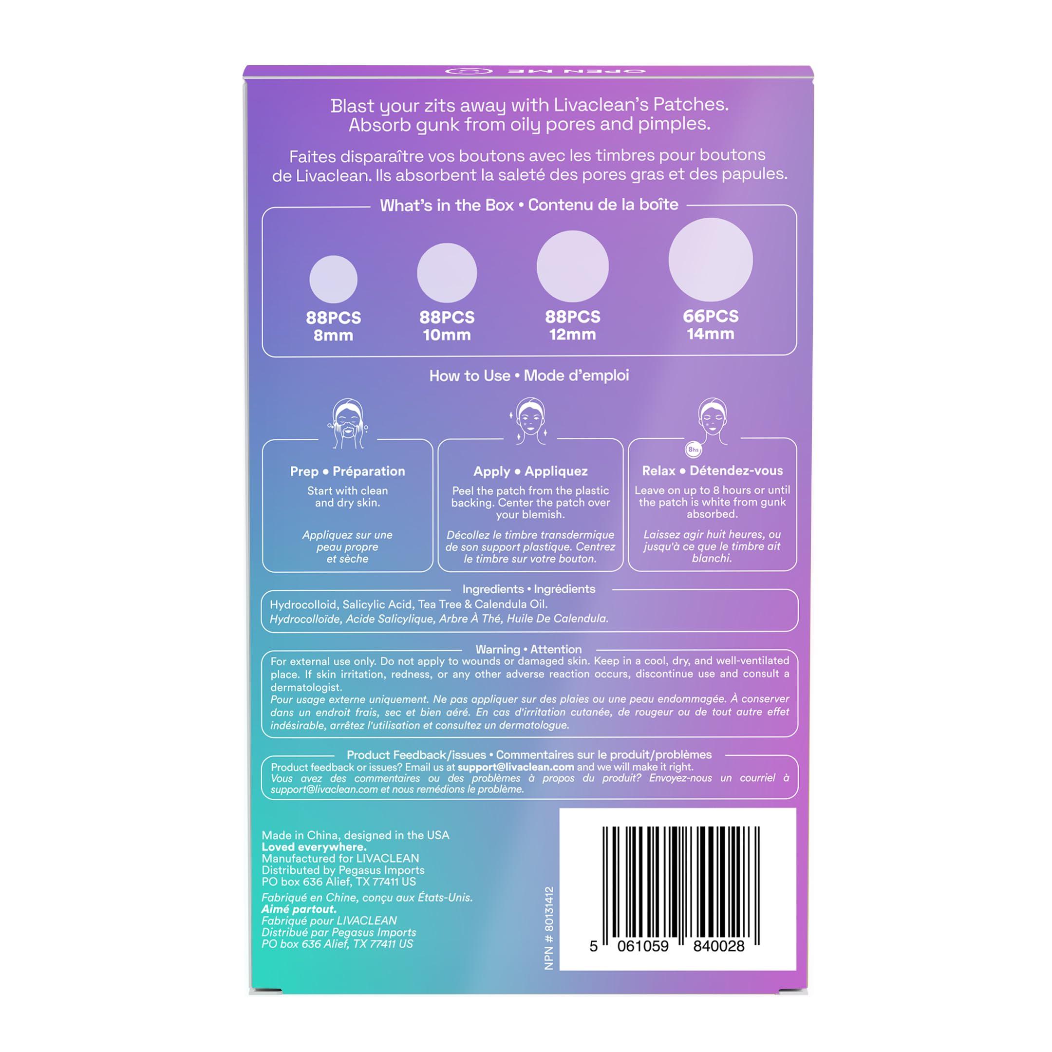 LivaClean 330 CT Pimple Patches for Face w/Salicylic Acid, Tea Tree Oil & Calendula Oil - Four Sizes - Pimple Patch, Hydrocolloid Patch, Acne Patches for Face - Image 3