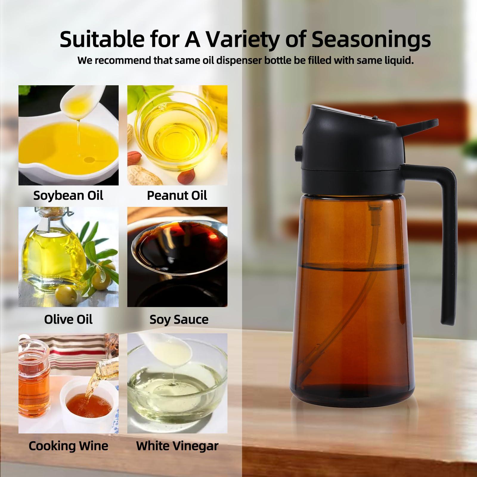 Aovdy Olive Oil Sprayer, Oil Dispenser Bottle Spray and Pour Container - 16oz Oil Sprayer for Cooking Oil Dispenser for Kitchen 470ml for Kitchen Cooking Salad BBQ (Dark Brown) - Image 4