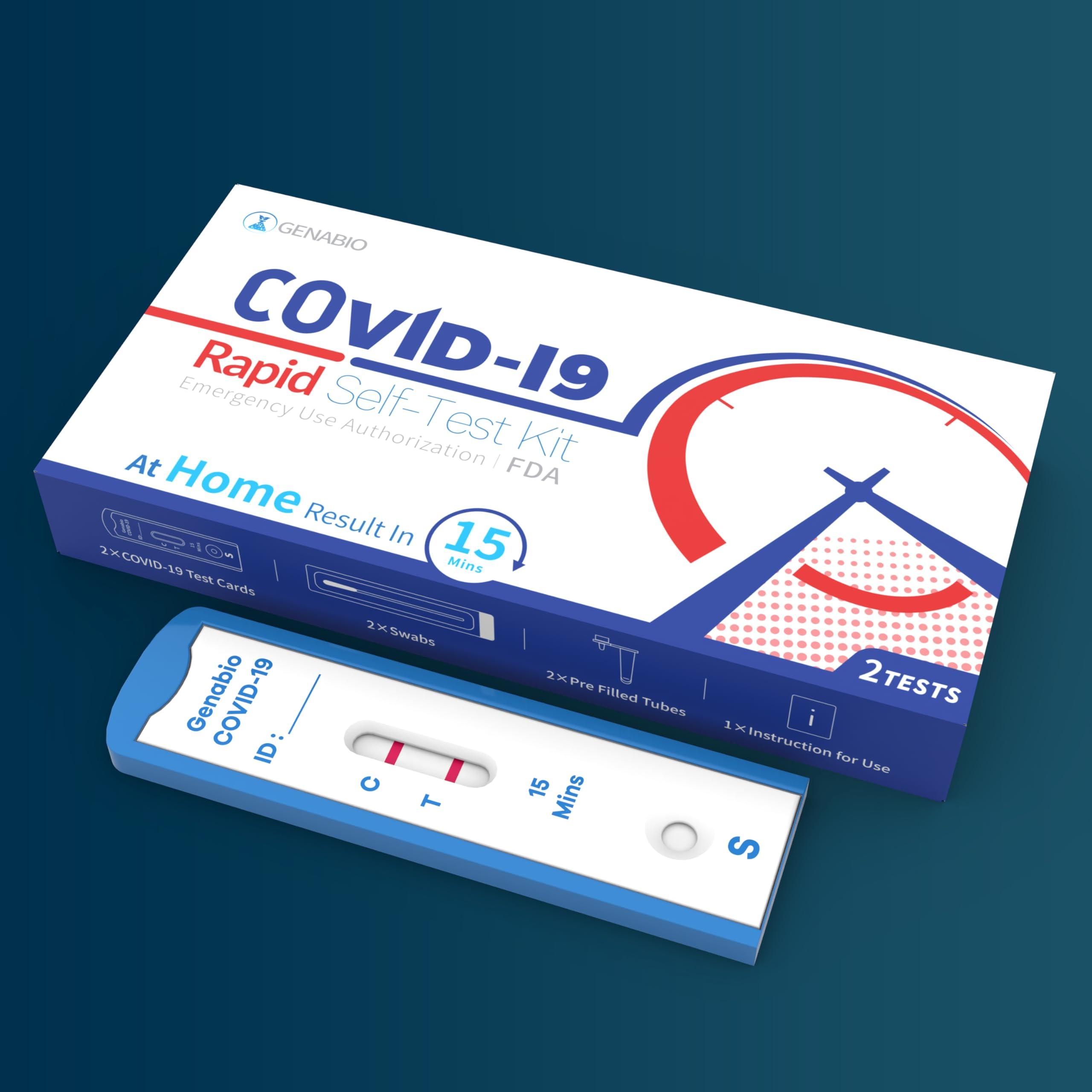 Genabio COVID-19 Antigen Rapid Test, 1 Pack, 2 Tests Total, FDA EUA Authorized OTC at-Home Self Test, Results in 15 Minutes with Non-invasive, Easy to Use Nasal Swab, HSA/FSA Eligible - Image 2
