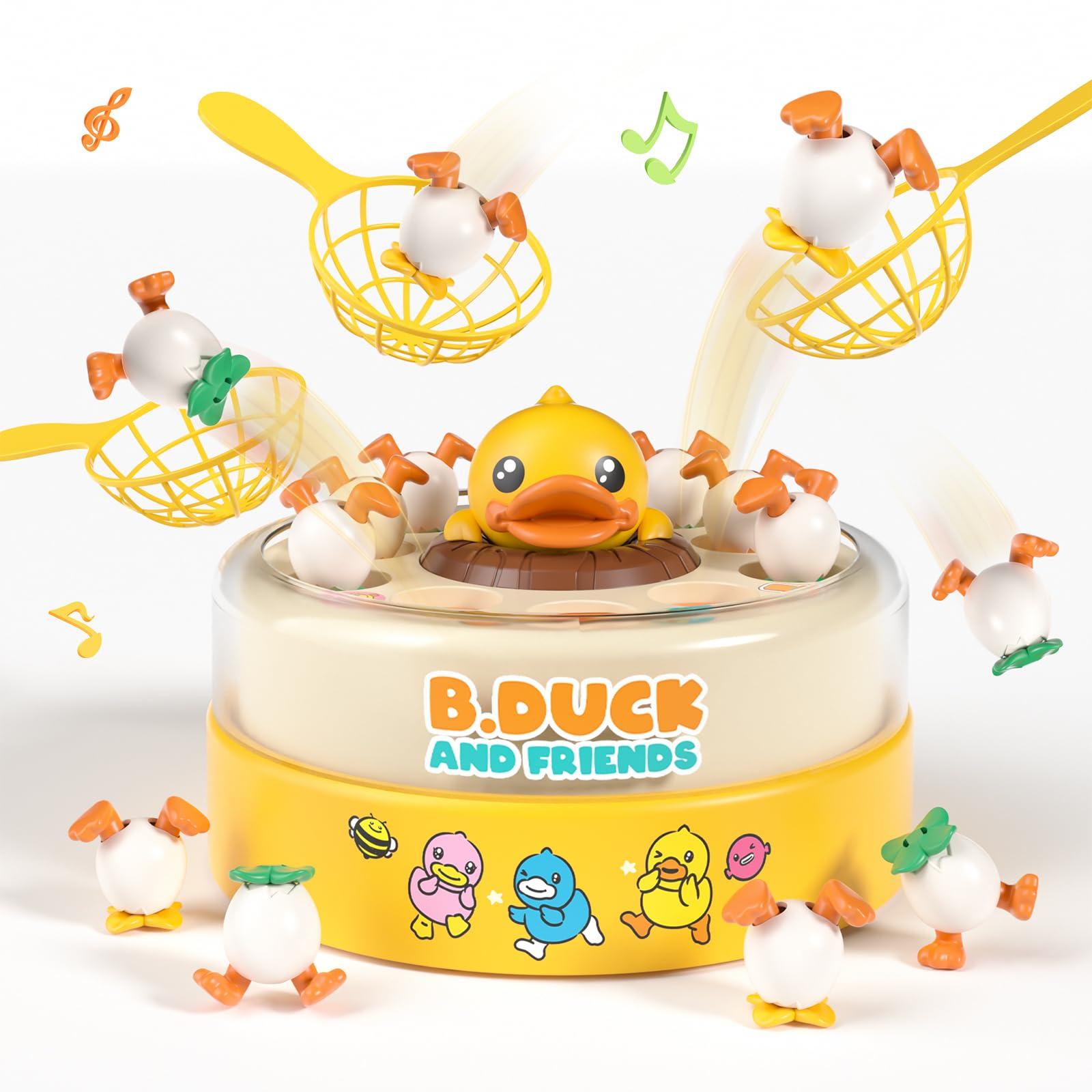 B.Duck Catch and Bounce Games Toys for Kids 3-5, B.Duck Board Games with 3 Nets for Kids 4-6, Birthday Gifts for Toddler Boys Girls 3 4 5 6 Years Old