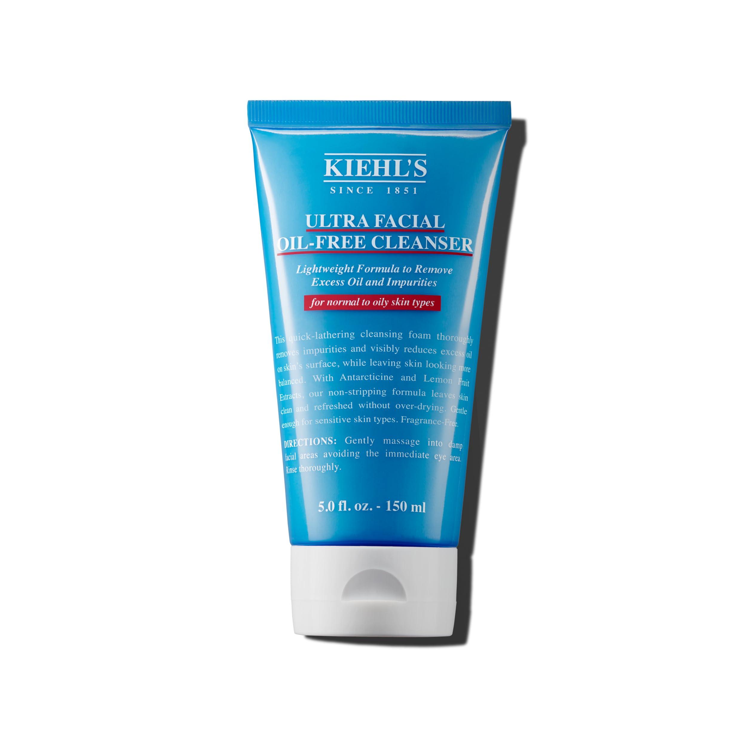 Kiehl's Ultra Facial Oil-Free Cleanser, Foaming Face Wash for Oily to Normal Skin, Visibly Reduces Excess Oil, with Desert Plant and Lemon Fruit Extracts, Paraben-free, Fragrance-free - 5.0 fl oz