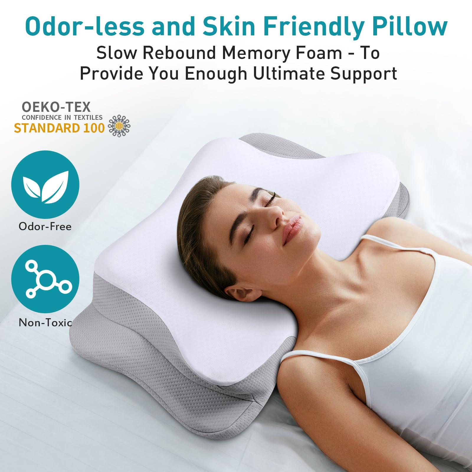 Mokaloo Cervical Neck Pillow - Cooling Neck Pillows for Pain Relief, Ergonomic Pillow for Sleeping, Orthopedic Contour Memory Foam Pillows for Side, Back & Stomach Sleepers with Pillowcase - Image 4