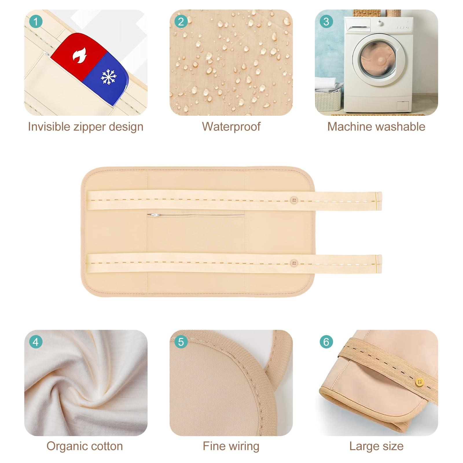 5 Pcs Castor Oil Pack Wrap, Castor Oil Organic Cold Pressed Unrefined Glass Bottle, Caster Oil Wrap for Stomach, Neck, Knee, Foot & Entire Body, Organic Cotton Reusable Pads Kit for Hot/Cold Compress - Image 6