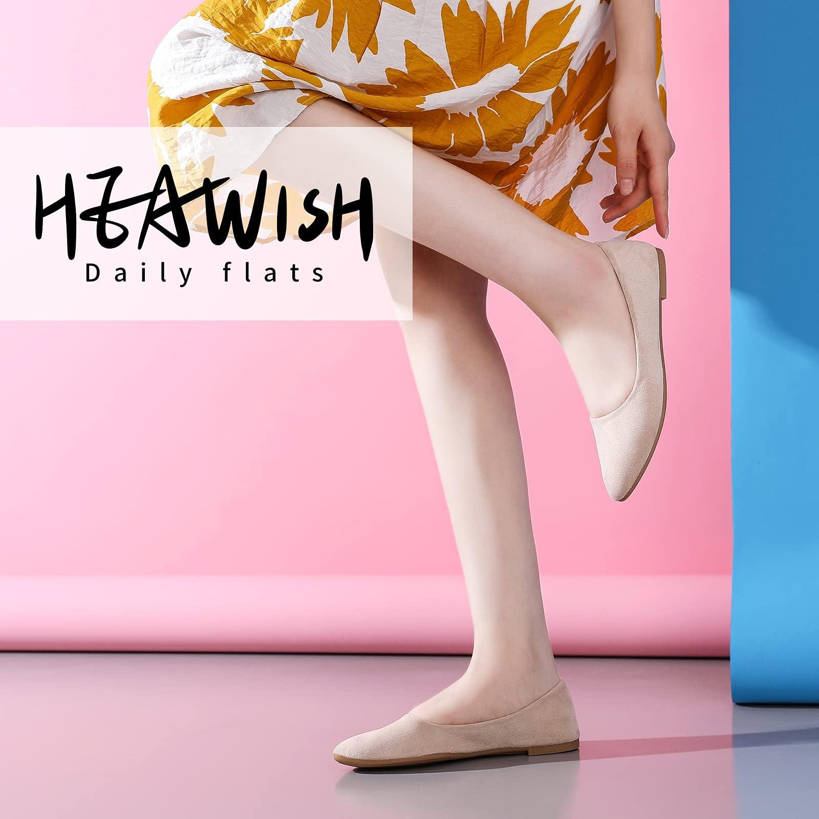 HEAWISH Women’s Black Flats Shoes Comfortable Suede Pointed Toe Slip On Casual Ballet Flats Dress Shoes Nude Flats - Image 2