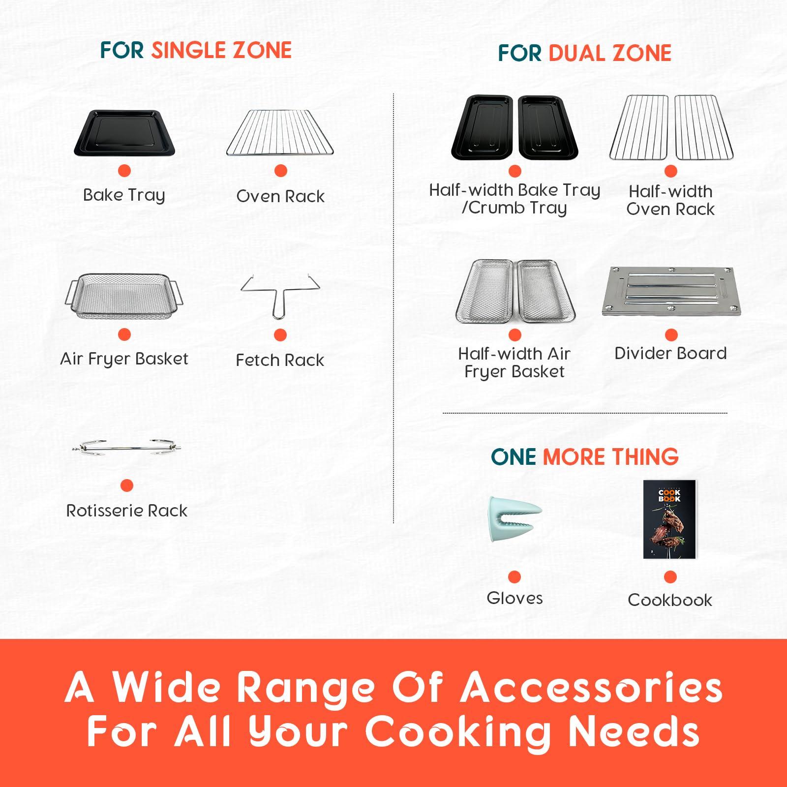 24Qt Dual Zone Air Fryer Oven with Rotisserie, Extra Large Double Air Fryers Mini Oven Digital 1800W 10 in 1 Airfryer Countertop Convection Toaster Oven Combo, Stainless Steel Inner, 360° Even Heating - Image 7