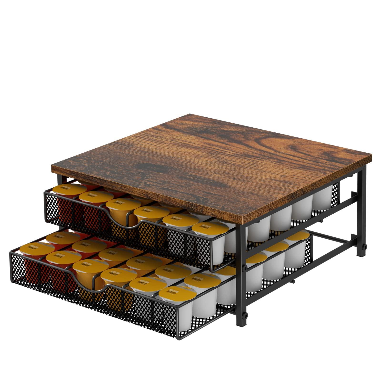 Coffee Pod Drawer Holder Capsule Storage Organizer 2 Tier Coffee Pods Holder With Sliding Baskets for 72 Capacity K Pod, Suit for Home Office Cafe Counter (Black) - Image 8