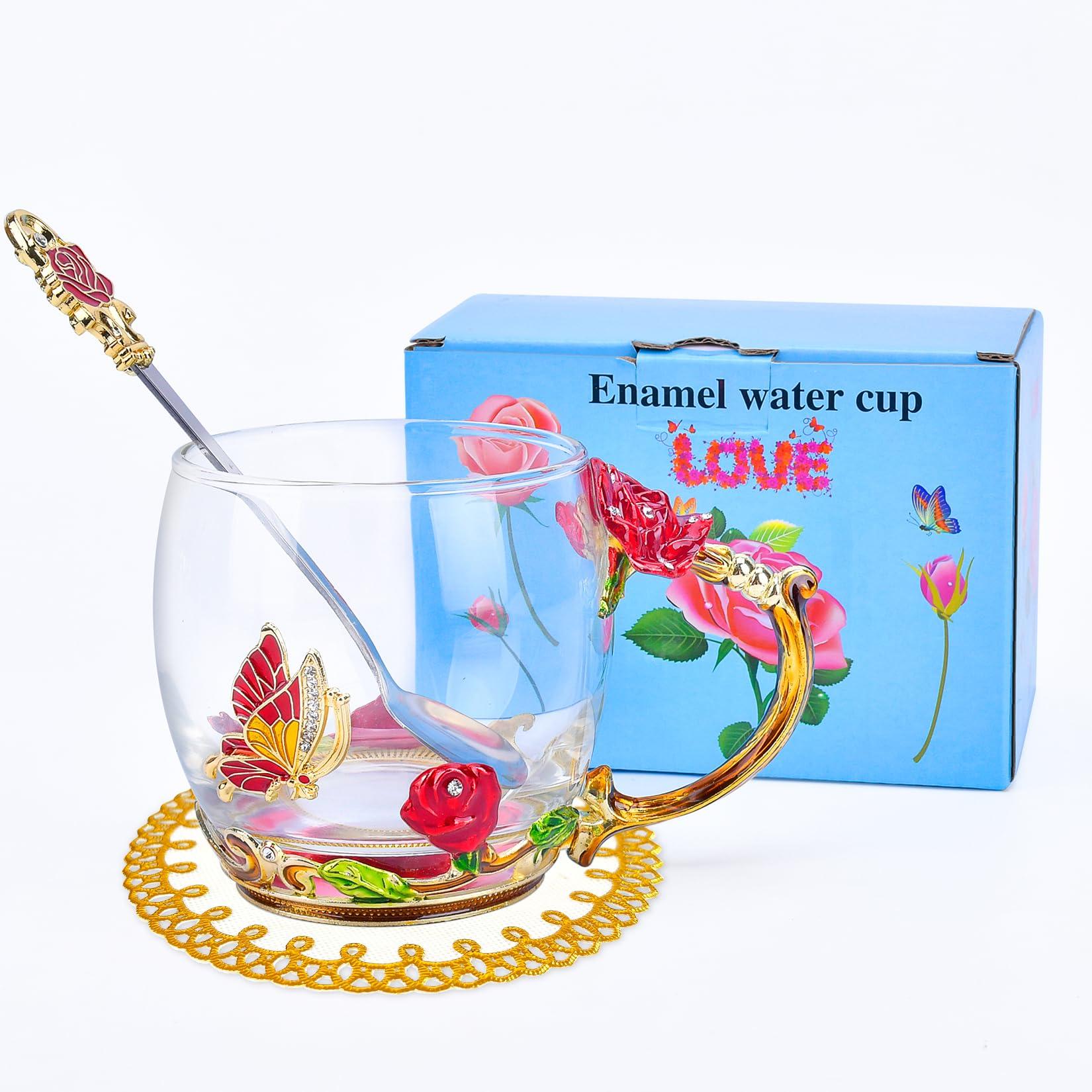 OEAGO Gifts for Mom Women Mothers Day Glass Coffee Enamels Mug Best Birthday Valentines Gifts for Her Girlfriend Wife from Daughter Son Valentine's Christmas Stocking Stuffers for Women Tea Cup - Image 7
