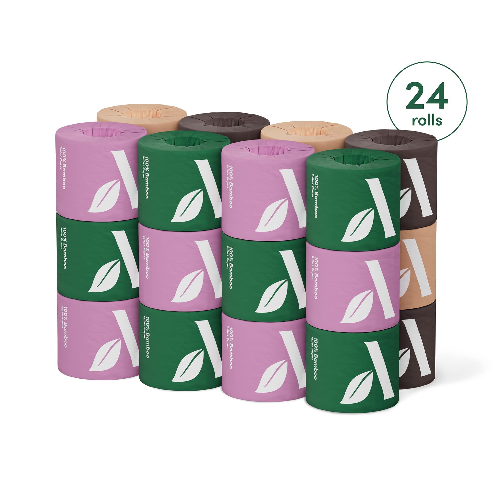 Amazon Aware 100% Bamboo 3-Ply Toilet Paper, Unscented, 24 Rolls, FSC Certified, 350 Sheets, 8400 Count, Pack of 24, Plastic-Free - Image 7
