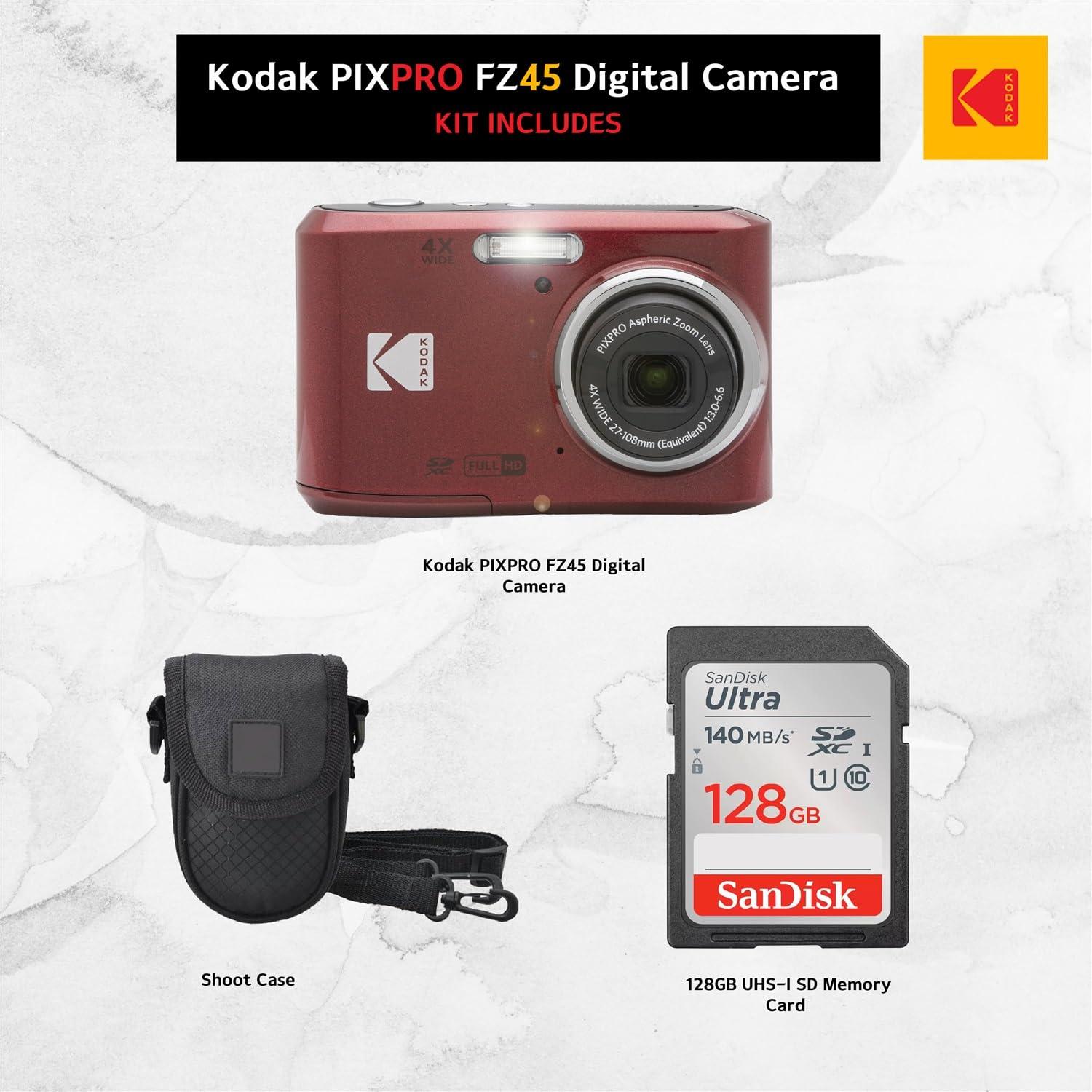 Kodak PIXPRO FZ45 Digital Camera + Point & Shoot Camera Case + Sandisk 128GB SDXC Memory Card - Image 2