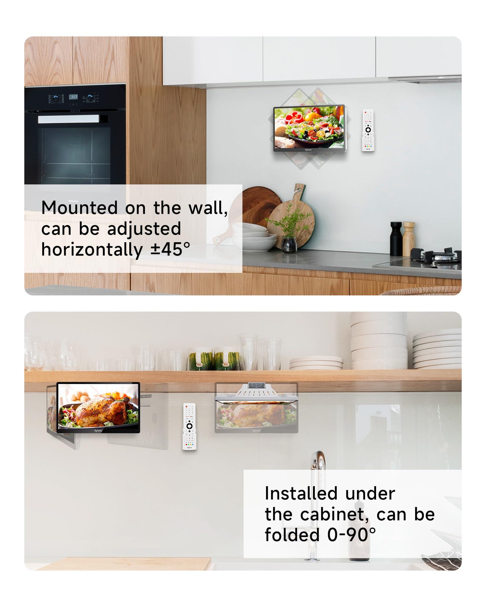 SYLVOX Kitchen TV, Small Smart TV for Kitchen, 15.6 inch 1080P Full HD Under Cabinet TVs, Google Smart Television with Voice Remote Control WiFi Bluetooth Chromecast 2 Speakers, Compact & Foldable - Image 9