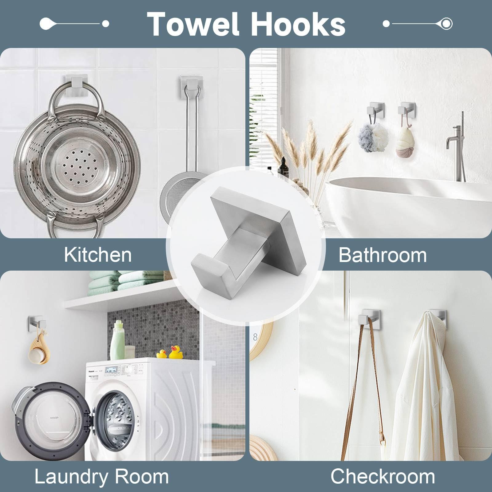 10-Piece Bathroom Hardware Accessories Set-Brushed Nickel Towel Bar, Holder & Racks-SUS304 Stainless Steel-Wall Mounted,23.6-Inch - Image 7
