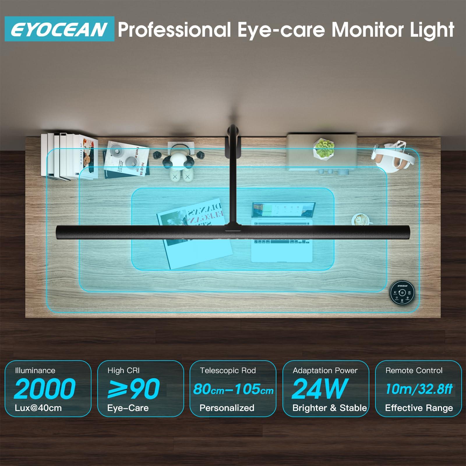 EYOCEAN Desk Lamp, 31.5" Wide 24W for Home Office,Gesture Sensing Control Desk Light, Dimmable & Color Temperature, Eye-Caring Office Lamp, Brightest Architect Light for Screen/Workbench - Image 7