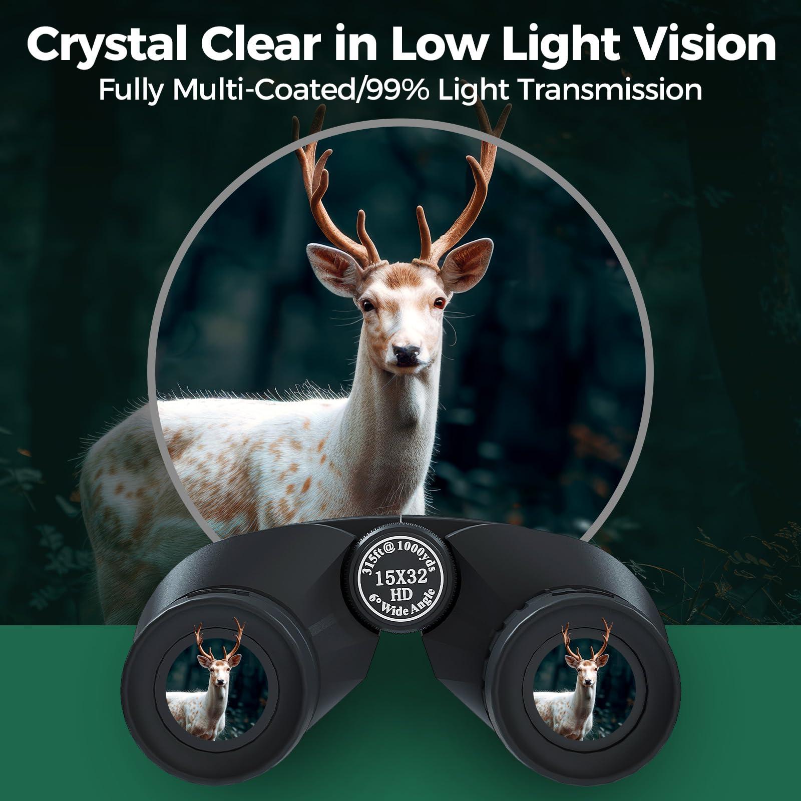URBANCOAST 15x32 Compact Binoculars for Adults and Kids, High Power Lightweight Small Binoculars with Phone Adapter for Concert Cruise Ship Hiking Bird Watching Travel Safari Viewing Football Sports - Image 3