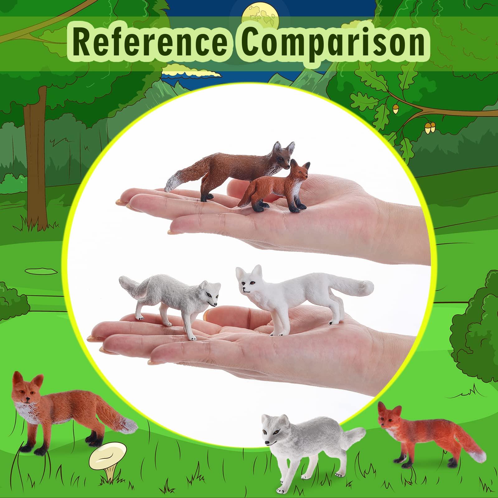 26 Pcs Fox Toy Figures Set Including Arctic Fox Red Foxes Figurines with Miniature Plastic Trees Mini Trees Animal Miniature Fox Cake Toppers for Kids Educational Toy Christmas Birthday Party Favors - Image 6