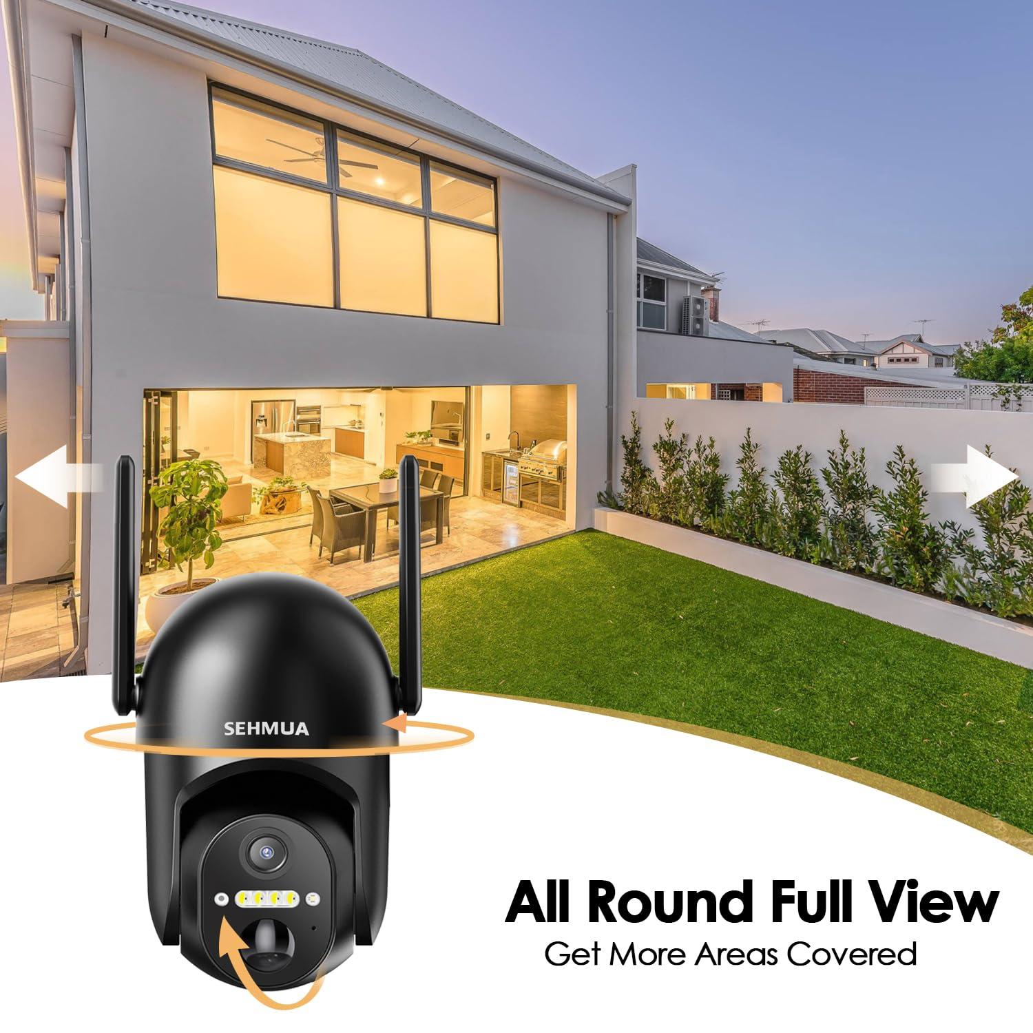 SEHMUA Solar Security Cameras Wireless Outdoor, 2K 360° View Battery Powered Outdoor Camera, WiFi Home Security with Spotlight Color Night Vision, PIR Sensor - Image 3