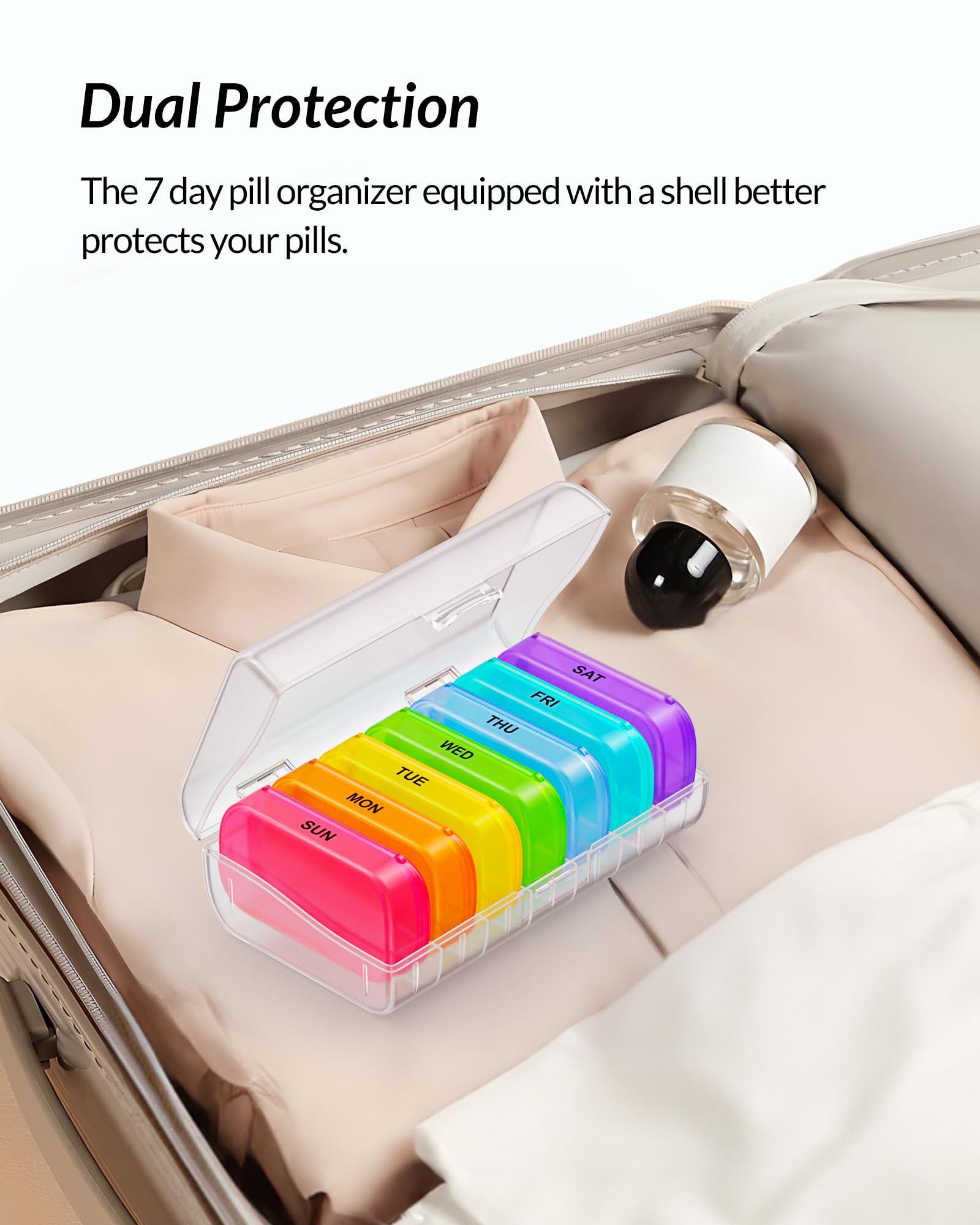 ZIKEE 7 Packs Extra Large Pill Organizer, Portable Pill Box 7 Day for Pocket, Purse, Weekly Pill Case with Dual-Protection Design, Pill Container for Medication, Vitamin, Fish Oil, Supplement - Image 4