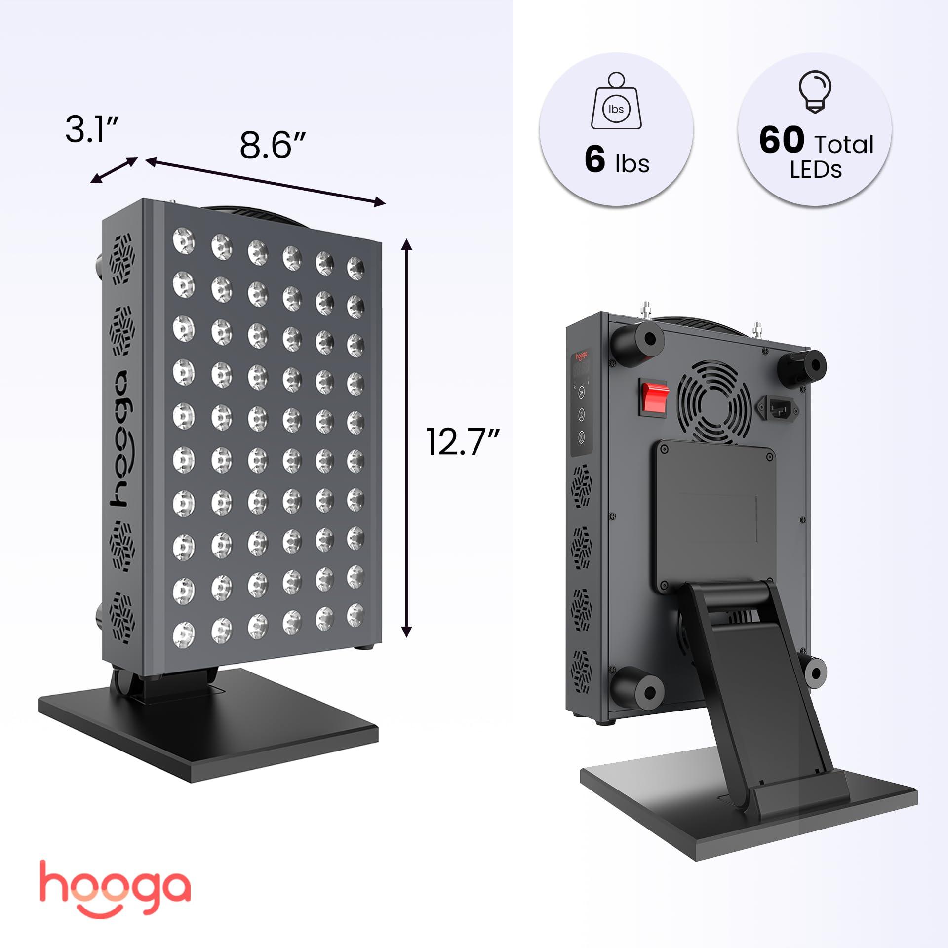 Hooga Red Light Therapy for Face and Body, Red Near Infrared Light with Timer and Stand. 60 Dual Chip LEDs. Flicker Free Clinical Grade Panel for Energy, Pain, Skin, Recovery, Performance. PRO300 - Image 3