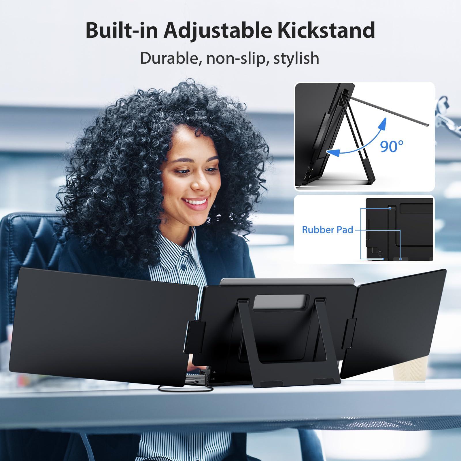 KYY Portable Monitor for Laptop, 14'' FHD 1080P USB-C Triple Laptop Screen Extender, Travel Monitor for Computer, Dual Screen for 12"-16" Laptop, X90A (Mac, Wins, Android) - Image 7