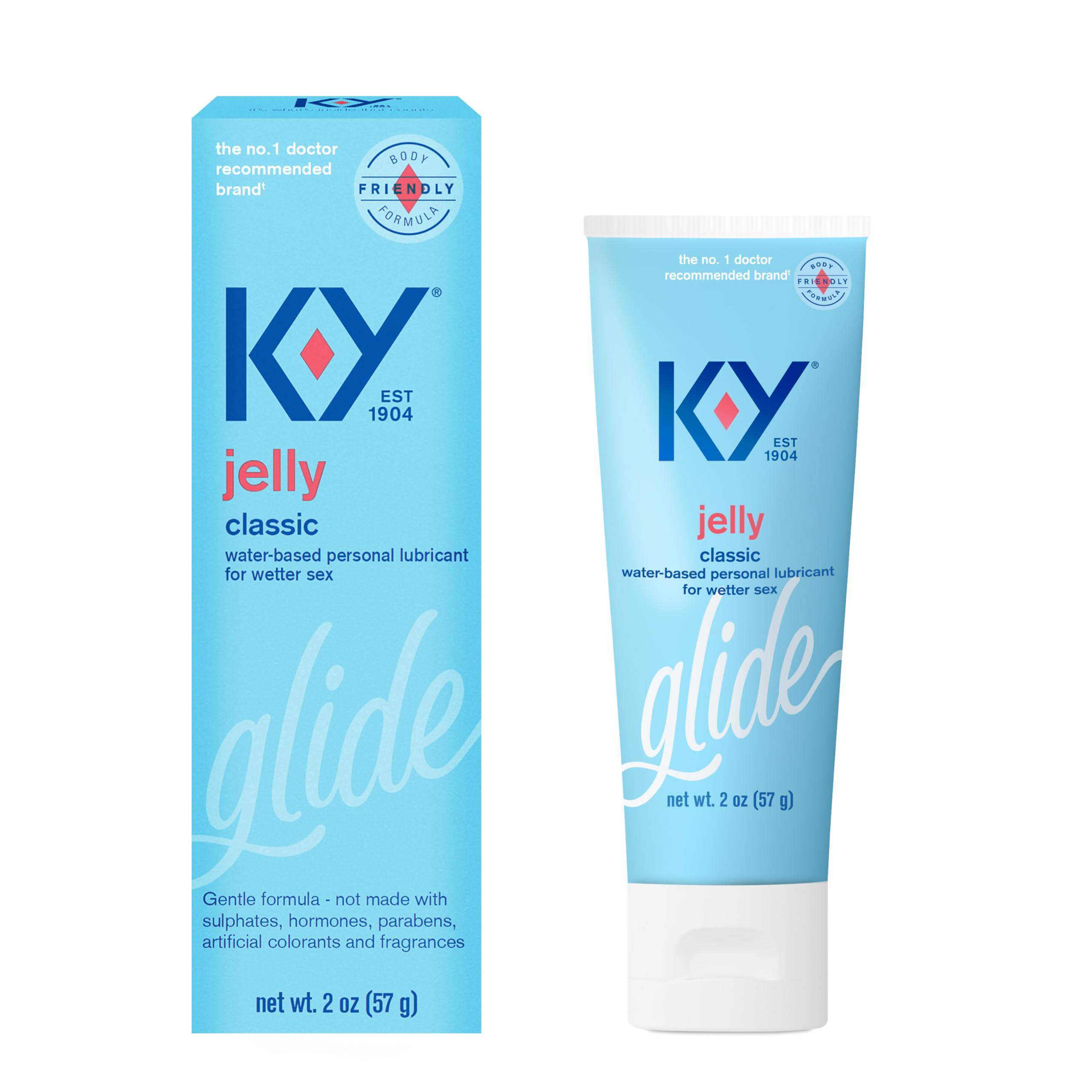 K-Y Jelly Water Based Lube for Sex, Anal Lube, Non-Greasy Water Based Personal Lubricant, pH Friendly Sex Lube Can Be Used with Sex Toys for Women & Male Sex Toys, Condom Friendly Personal Lube, 2 oz