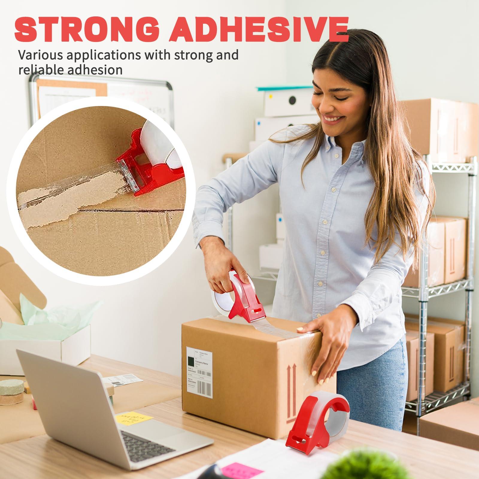 2 Rolls Clear Packing Tape with 2 refillable Dispenser, Heavy Duty Packaging Tape 1.88 Inches x 55 Yards, Strong Adhesive Packaging Tape for Moving Boxes, Shipping, Mailing, Office and Storage - Image 2