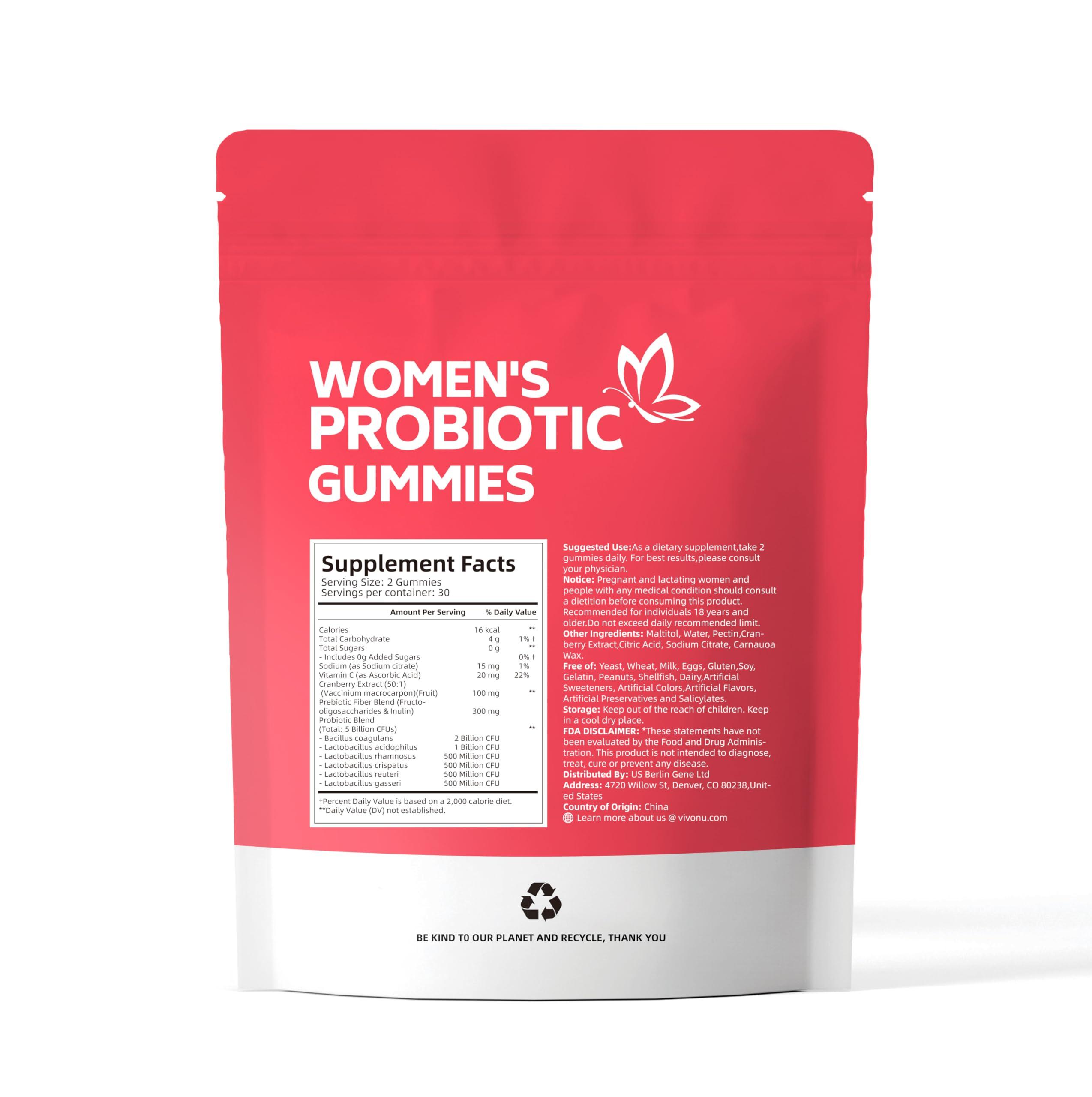 Vaginal Probiotics for Women, Feminine Balance pH Gummies for Healthy Odor, Yeast Balance & Flora + Vitamin C for Immune Support -Cranberry - Image 8