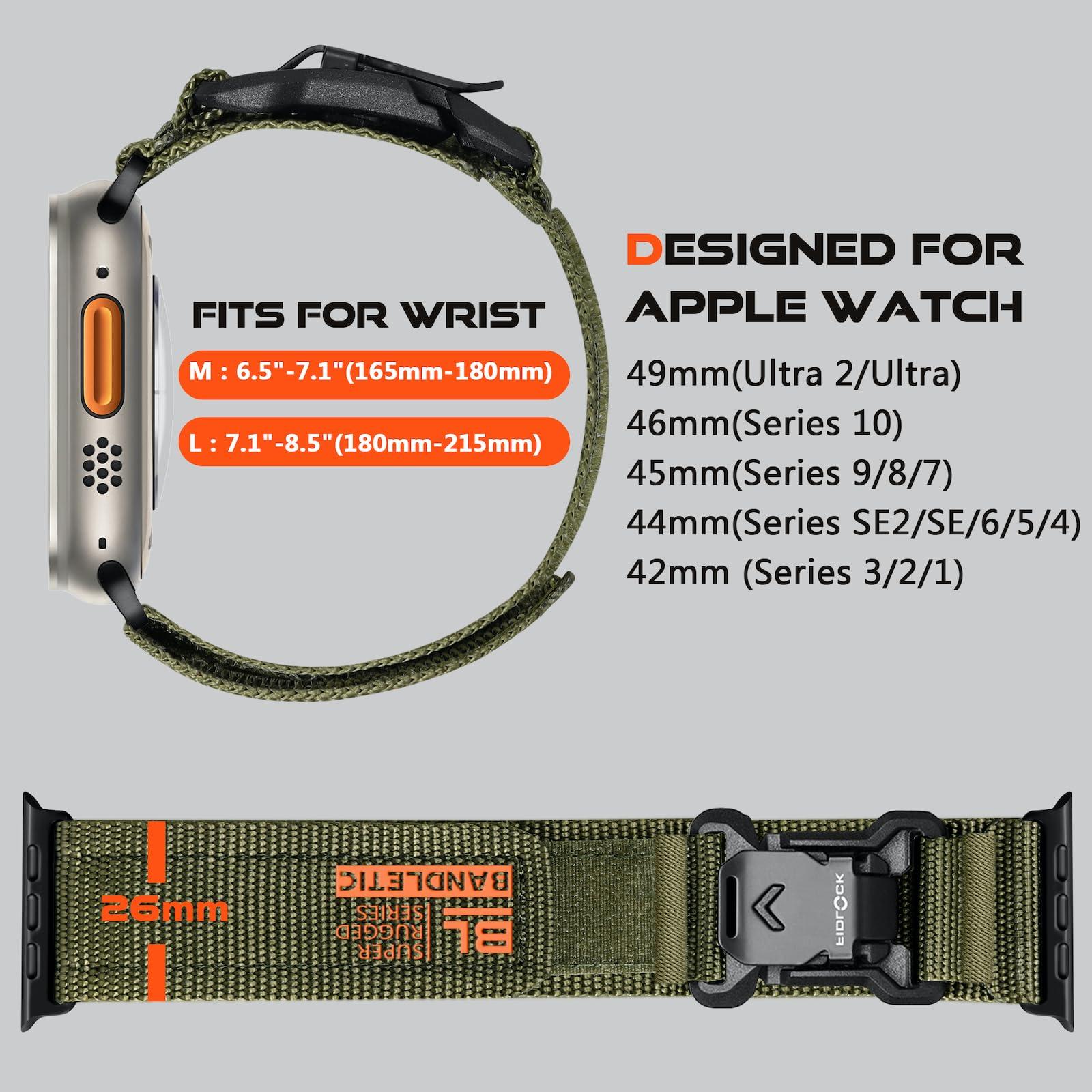 Bandletic Fidlock R-Nylon Magnetic Band + R-FKM Sport Band Compatible with Apple Watch Ultra 2/Ultra Band 49mm/46mm/45mm/44mm/42mm(3/2/1) - Image 5