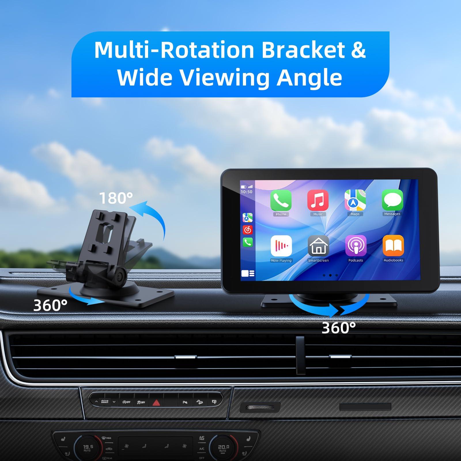 VUKARUAL Wireless Apple Carplay and Android Auto Screen for Car, 7" HD Portable Touch Screen Car Stereo with Bluetooth, Backup Camera, Navigation, Mirror Link for All Vehicles - Image 7